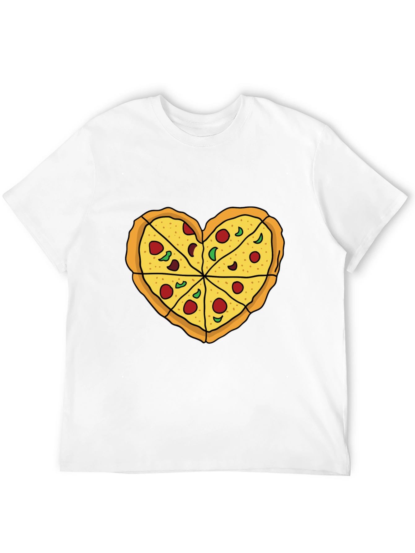 Black Pizza Heart Graphic Tee -  Food Lover's T-Shirt view 12