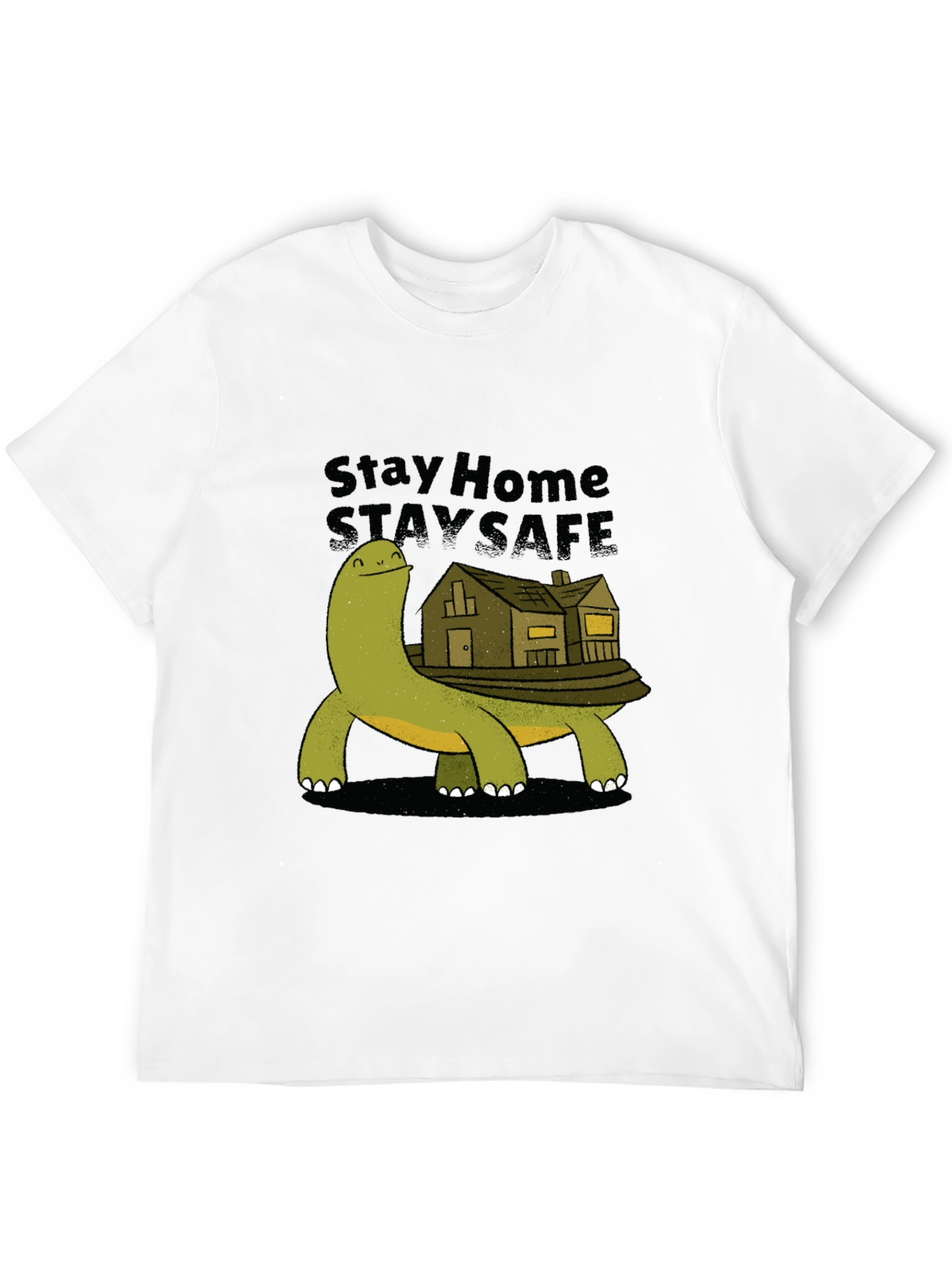 Black Stay Home Stay Safe Turtle House T-Shirt view 12