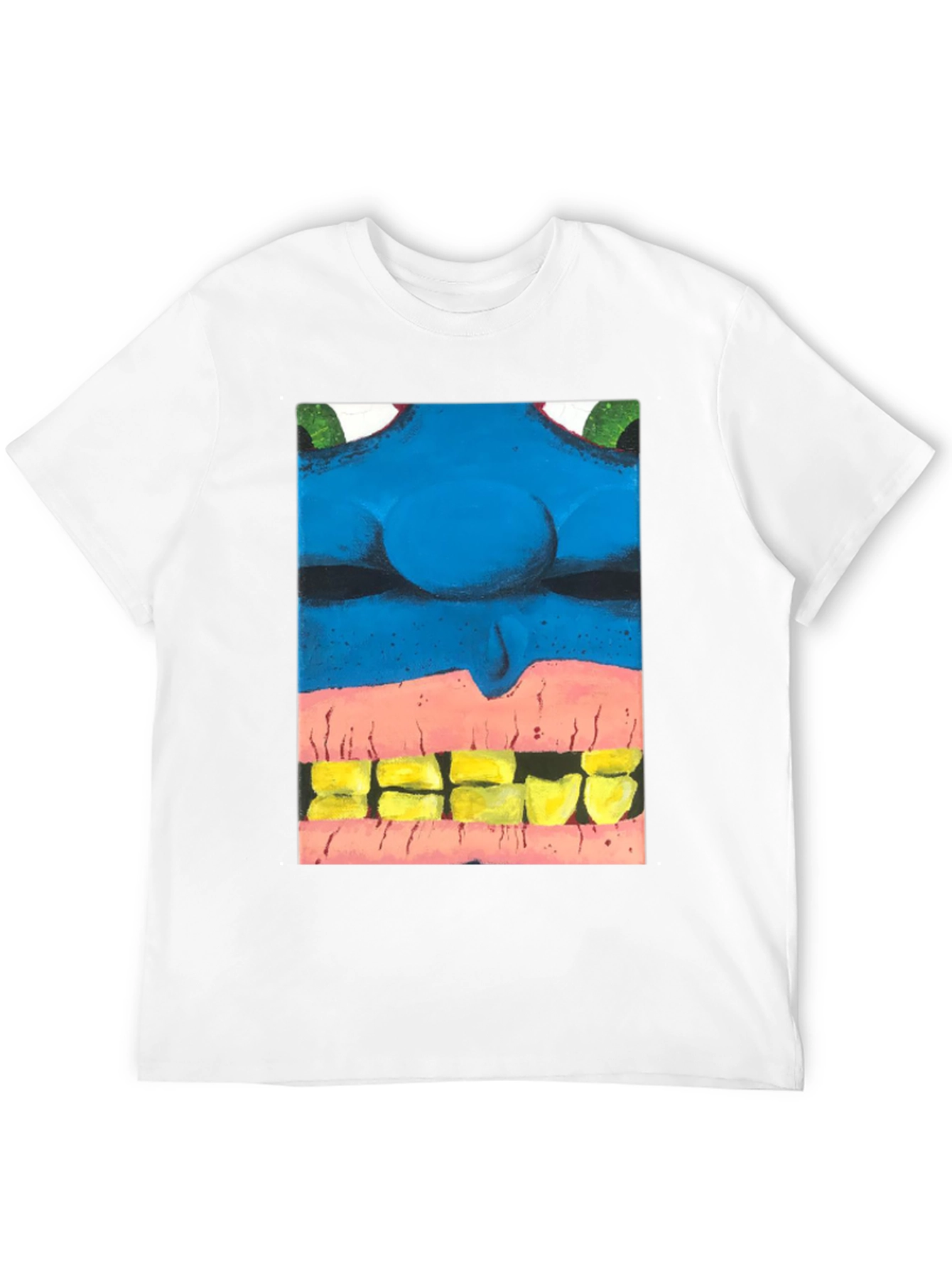Black Blue Monster Face Graphic Tee - Unique Design view 12