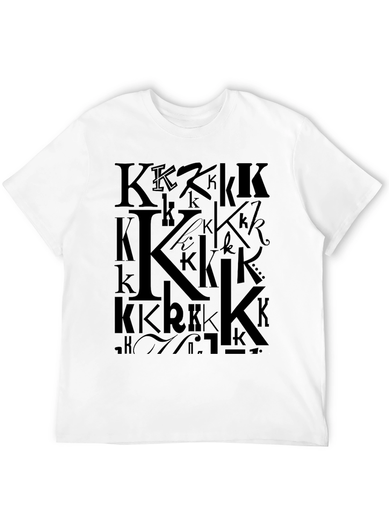Men's Black Graphic T-Shirt - Letter K Design - 12