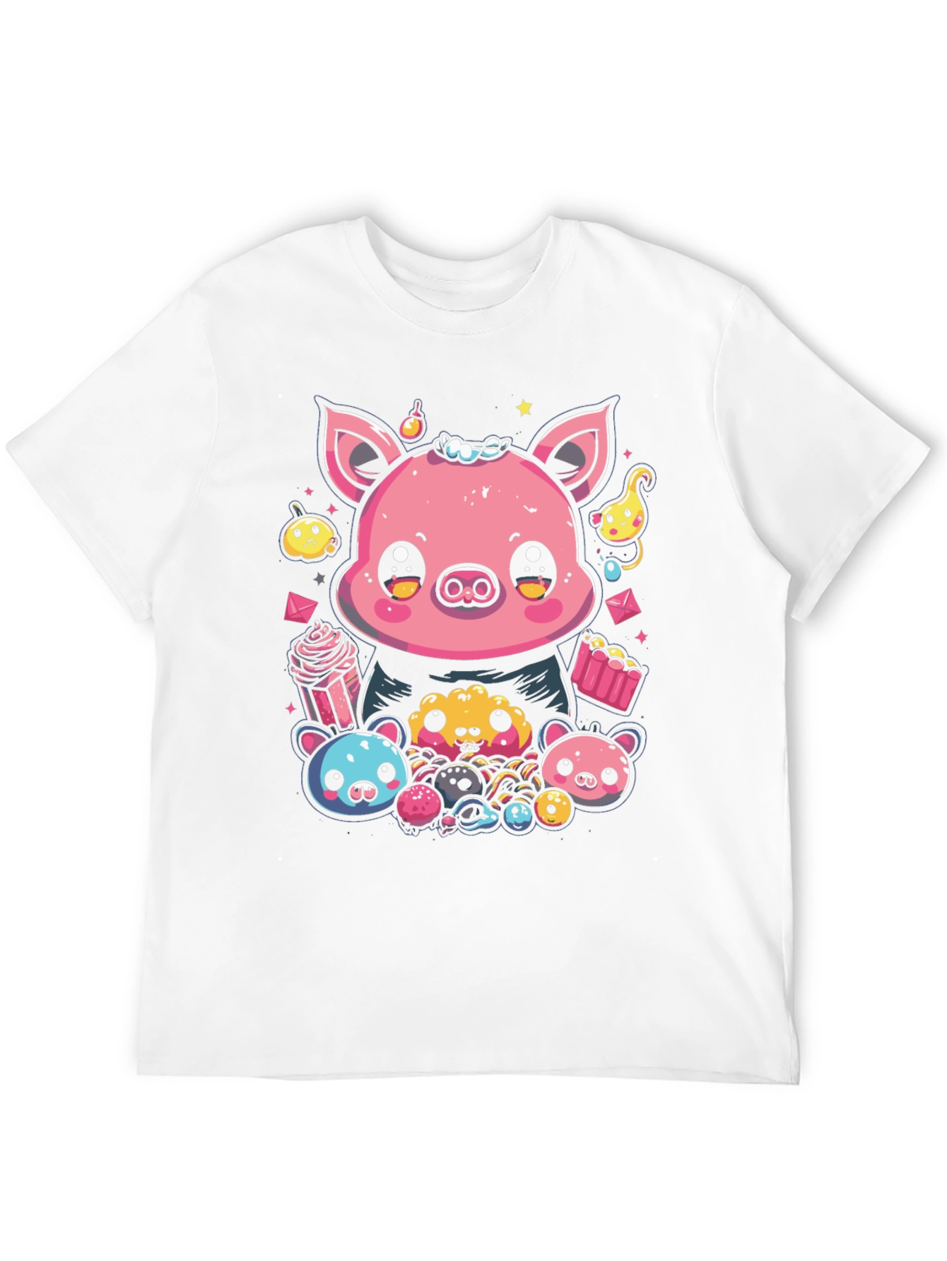 Black Kawaii Piggy T-Shirt - Cute Cartoon Graphic Tee view 12