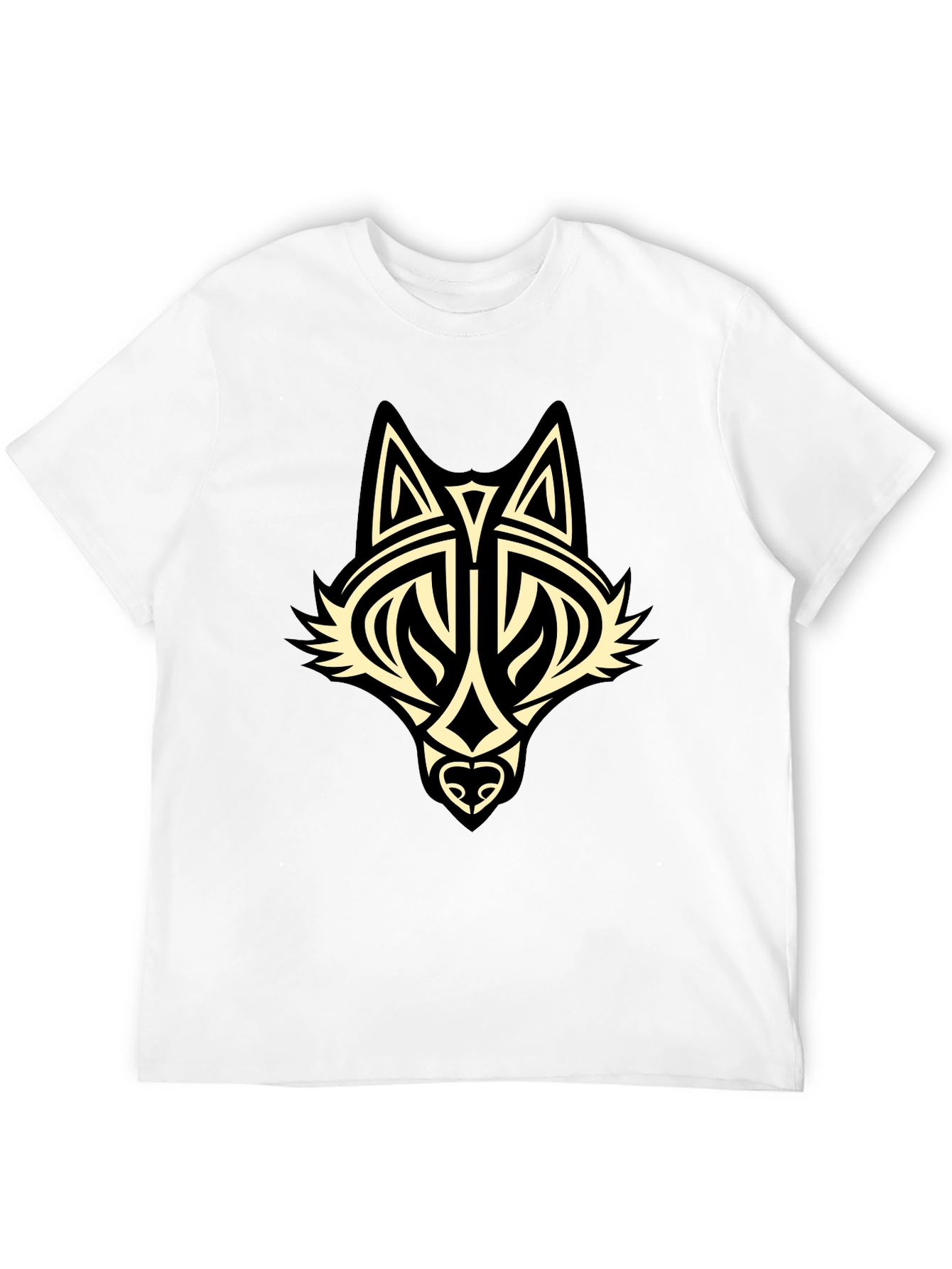 Black Tribal Wolf Graphic Black T-Shirt view 12