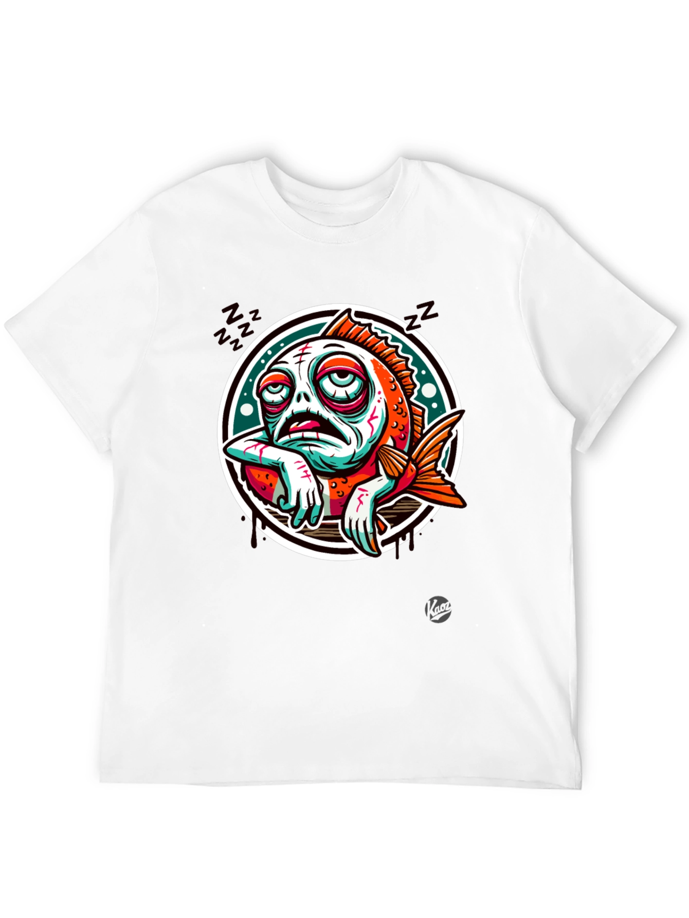 Black Sleepy Fish Graphic Tee - Black Cotton T-Shirt view 12