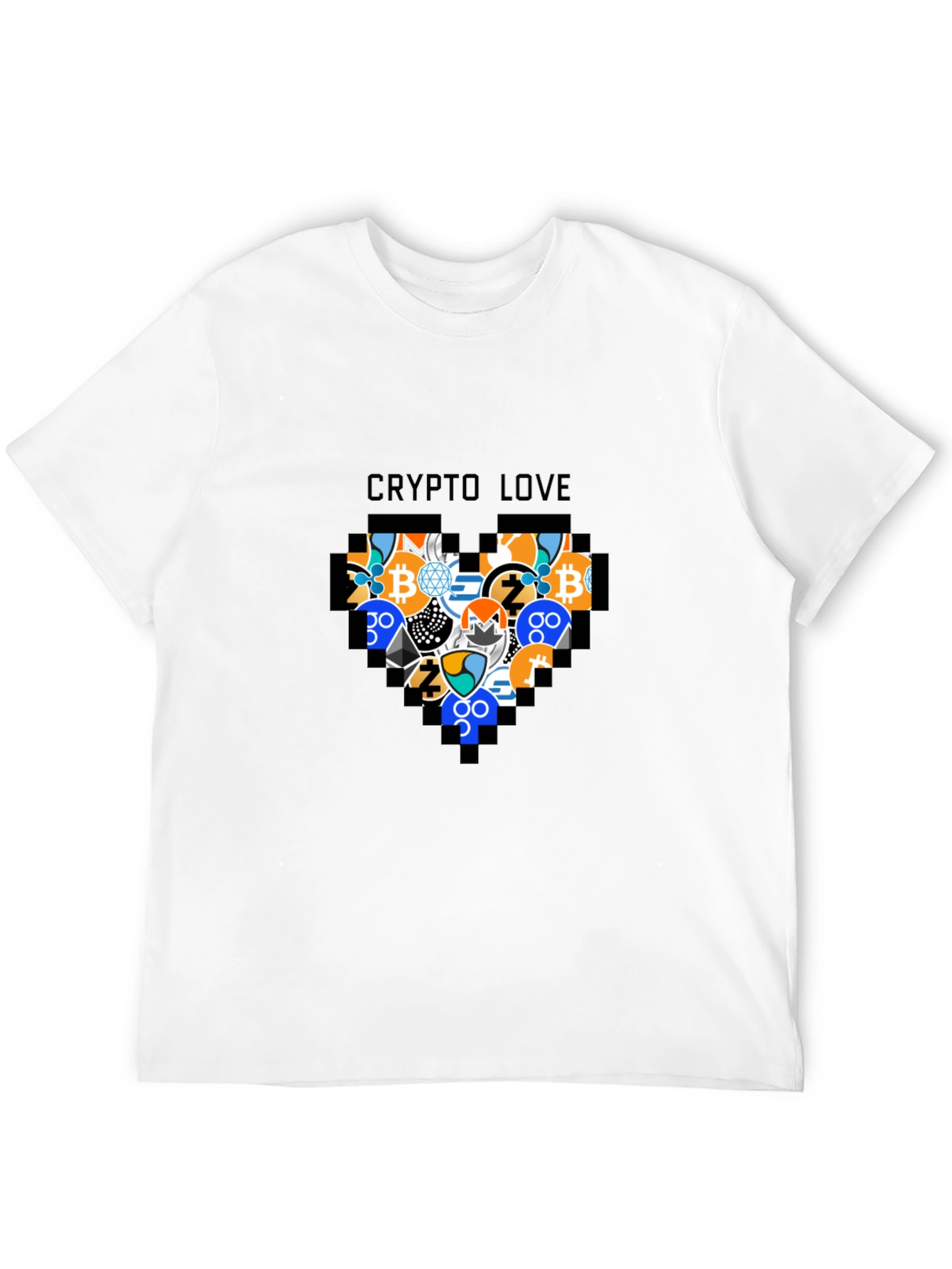 Black Crypto Love Black T-Shirt - Bitcoin & Altcoin Heart view 12
