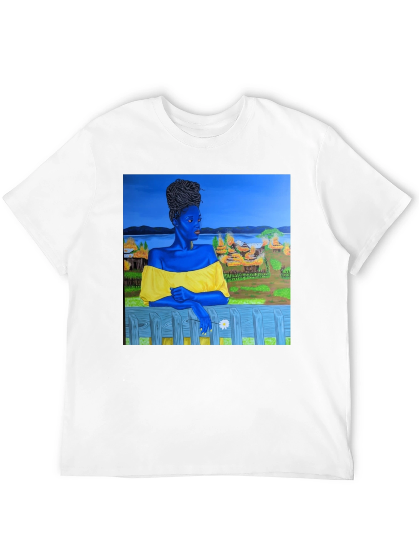 Black Black T-Shirt with Artistic Portrait Print view 12
