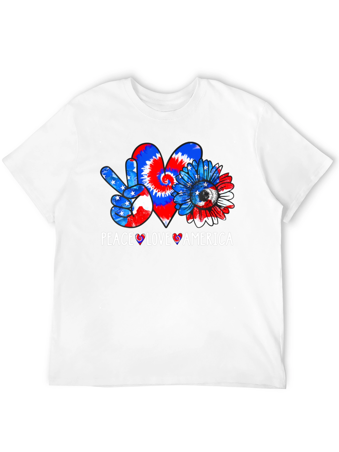 Black Patriotic Peace Love America T-Shirt view 12