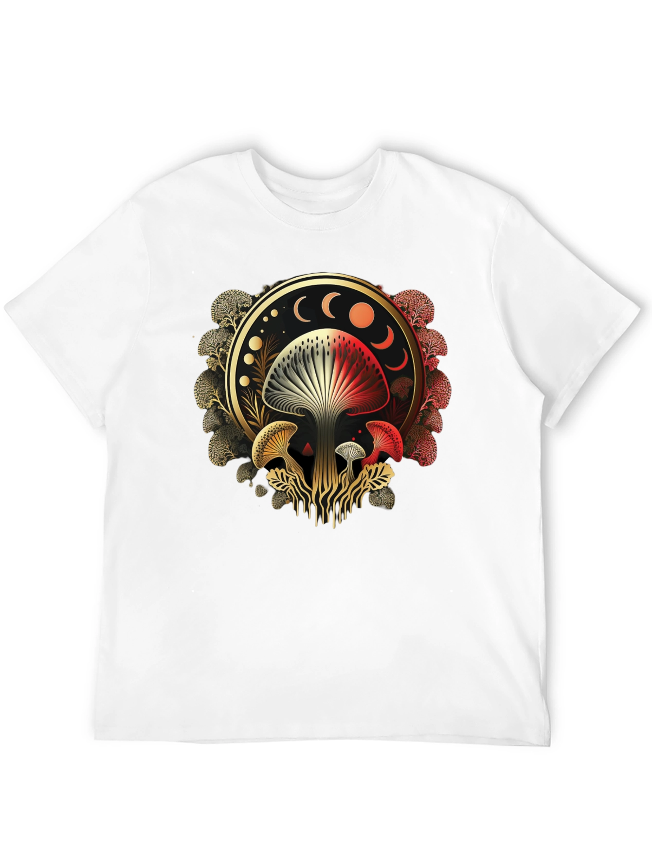 Black Mystic Mushroom Moon Phase Graphic Tee view 12