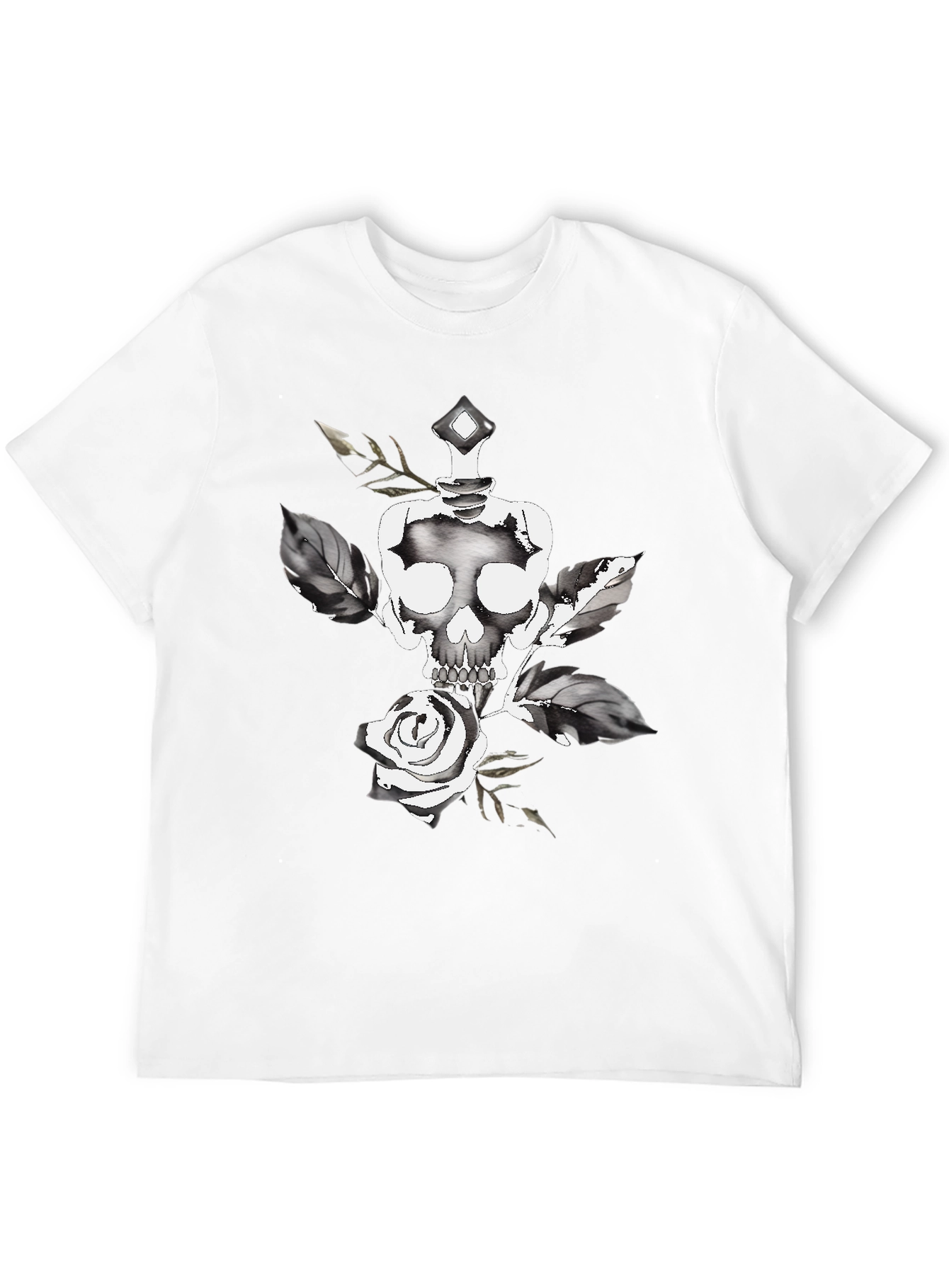 Black Skull & Rose Graphic Tee - Stylish Black Cotton T-Shirt view 12