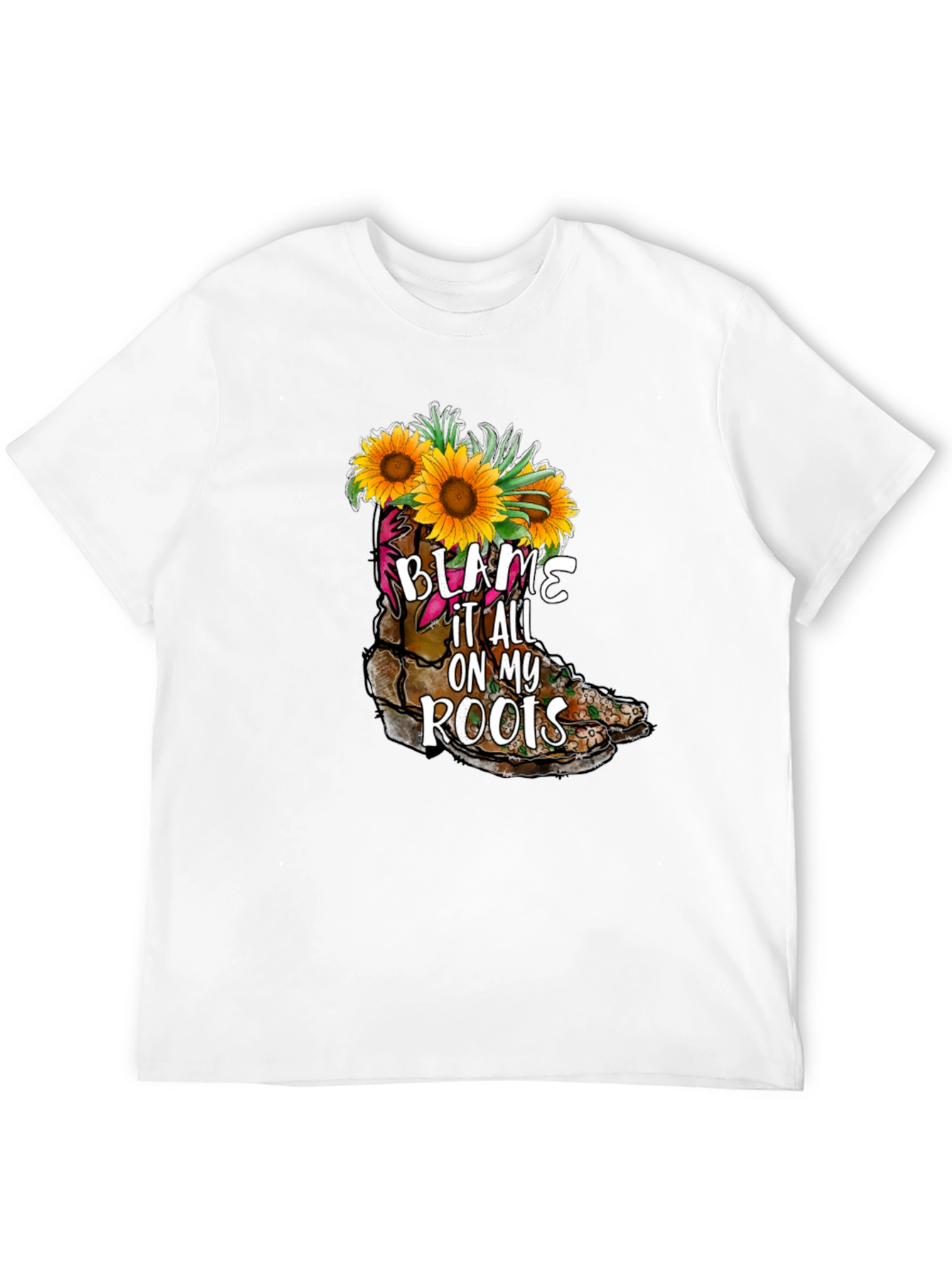 Black Blame It All On My Roots Sunflower Boot T-Shirt view 12