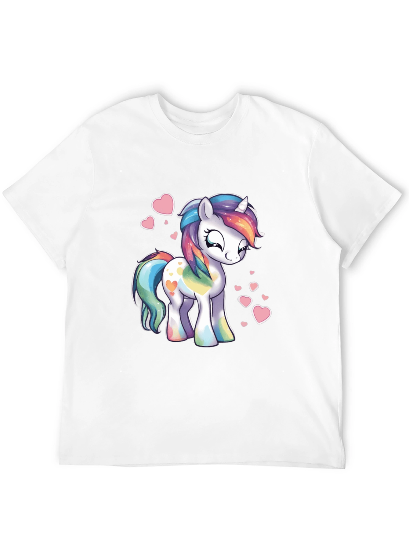 Black Rainbow Unicorn Heart Graphic Black T-Shirt view 12