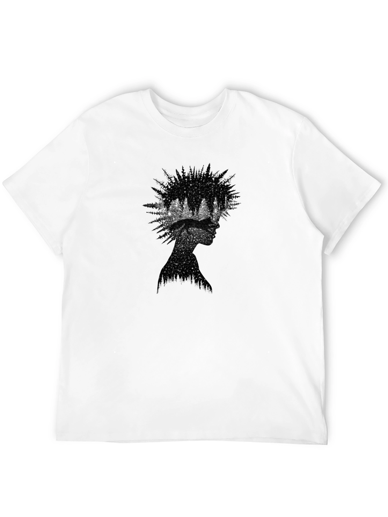 Black Nature Silhouette Graphic Tee - Black Cotton Blend view 12