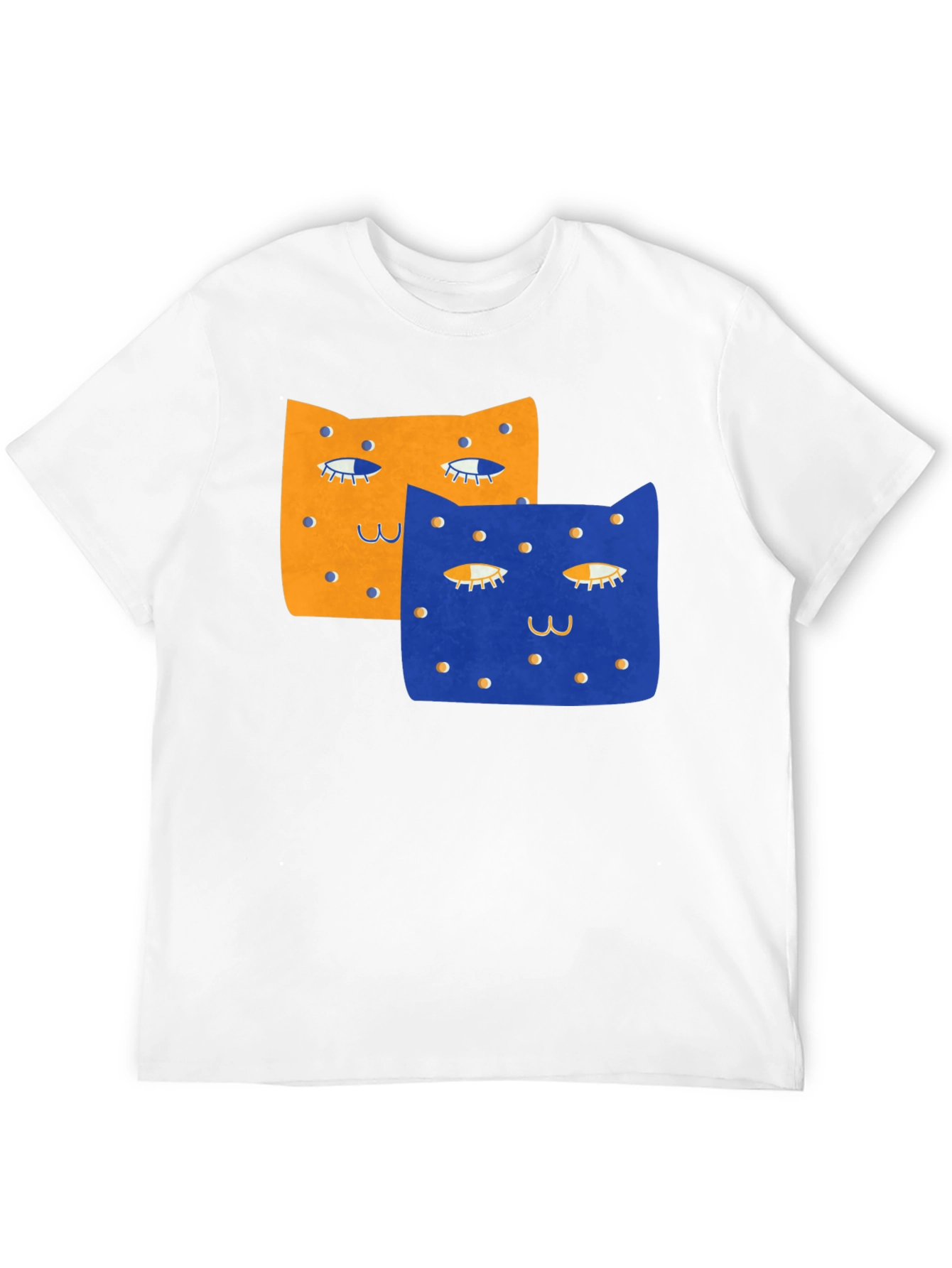 Black Whimsical Cat Print T-Shirt - Black view 12