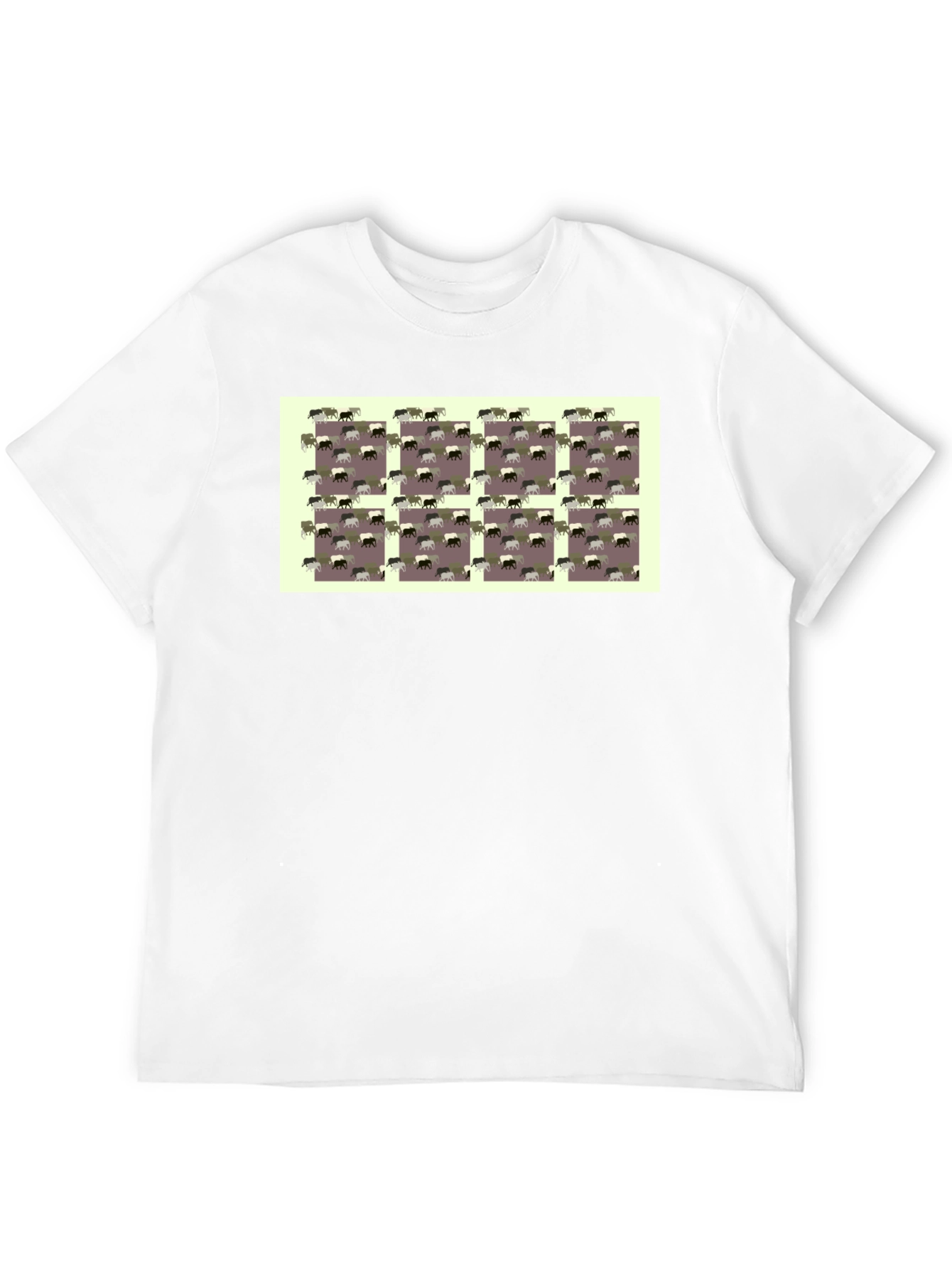 Black Novelty Elephant Pattern Black T-Shirt view 12