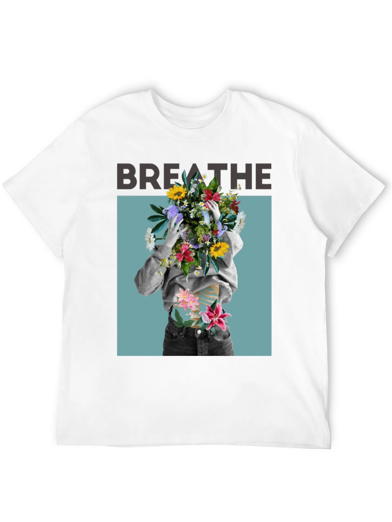 Black Breathe Floral Graphic Black T-Shirt view 12