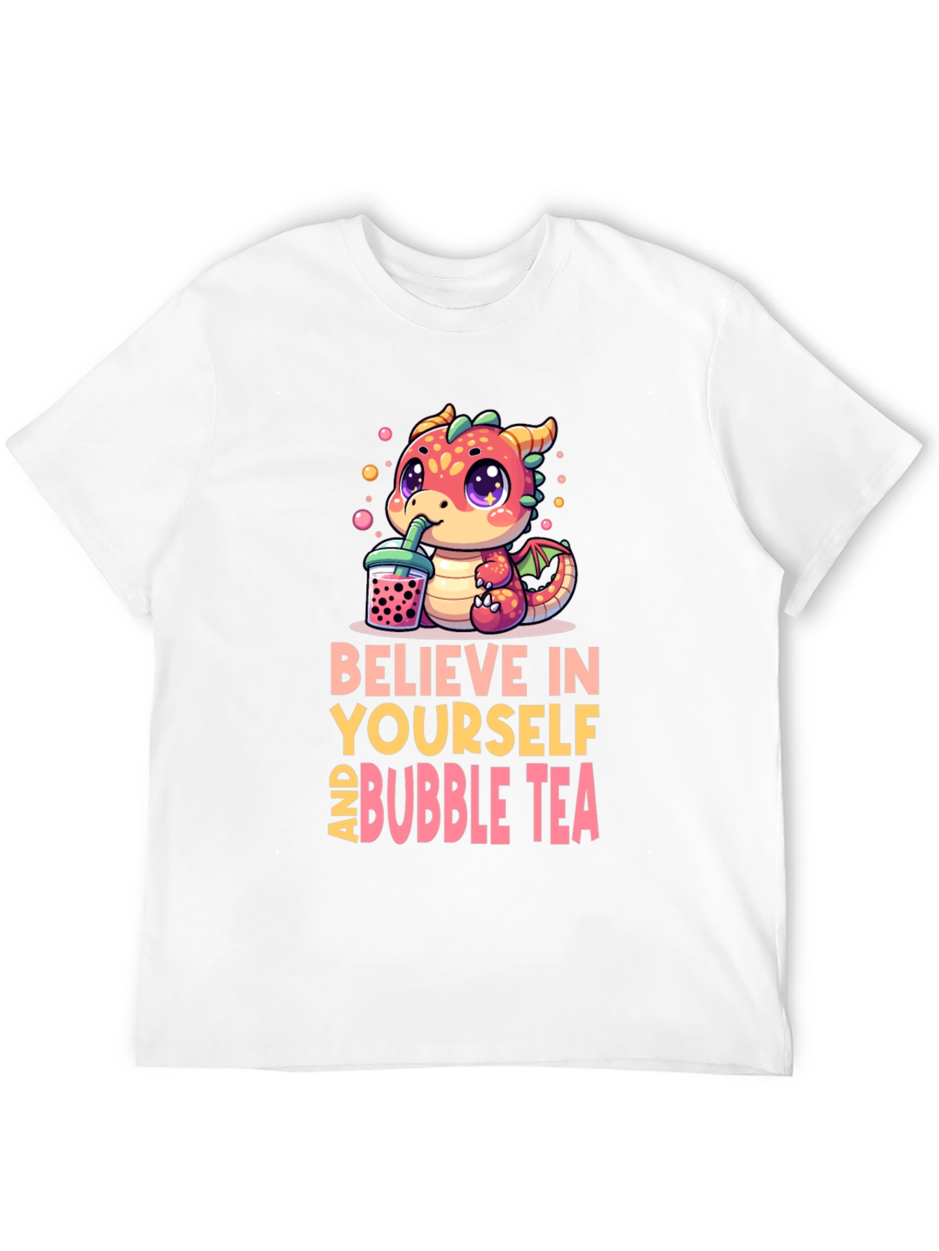 Black Believe In Yourself & Bubble Tea T-Shirt view 12