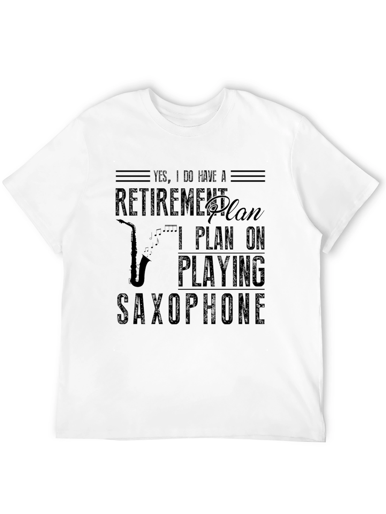 Black Retirement Plan Saxophone T-Shirt - Black view 12