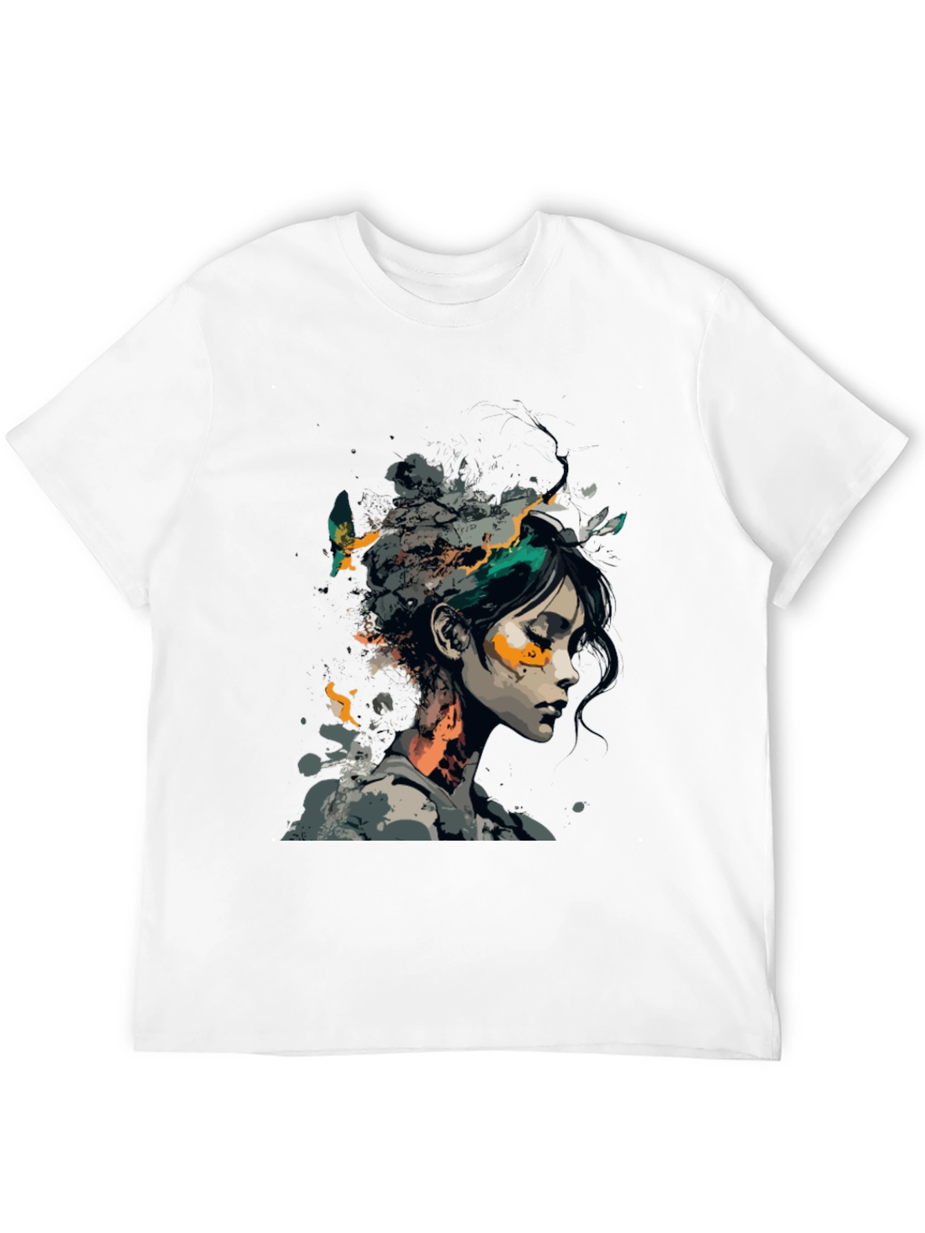 Black Artistic Woman Graphic Black T-Shirt view 12