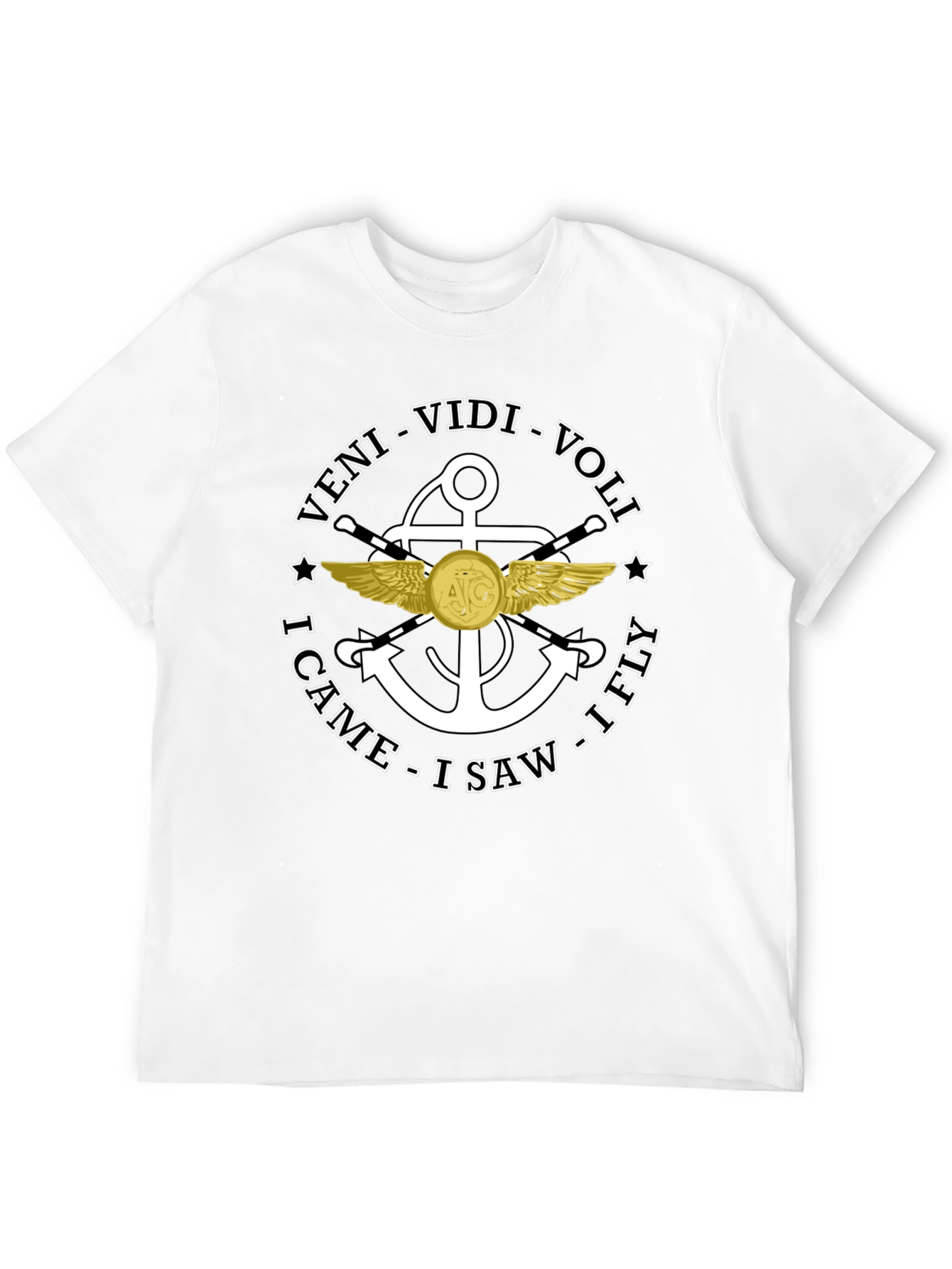 Black Veni Vidi Voli I Came I Saw I Fly Black T-Shirt view 12