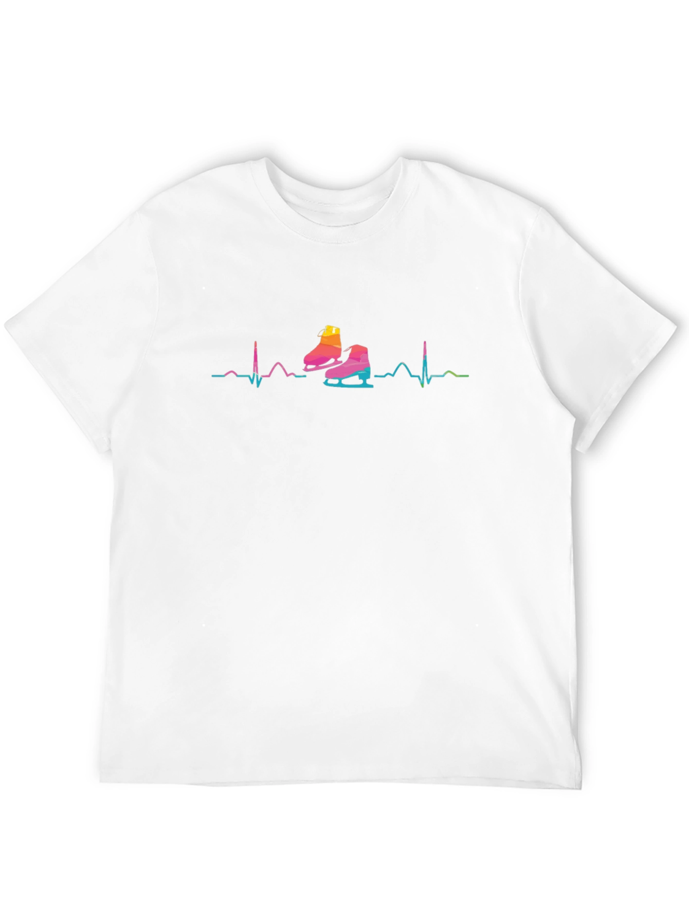Black Ice Skate Heartbeat Graphic T-Shirt view 12