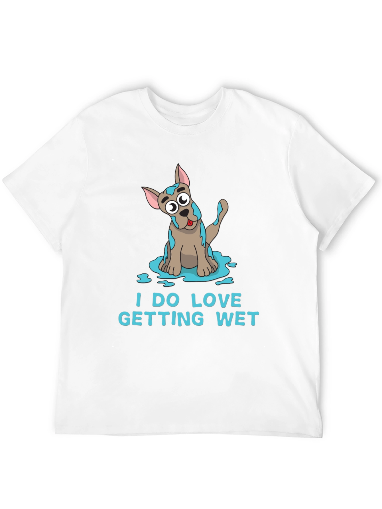 Black Funny 'I DO LOVE GETTING WET' Dog T-Shirt view 12