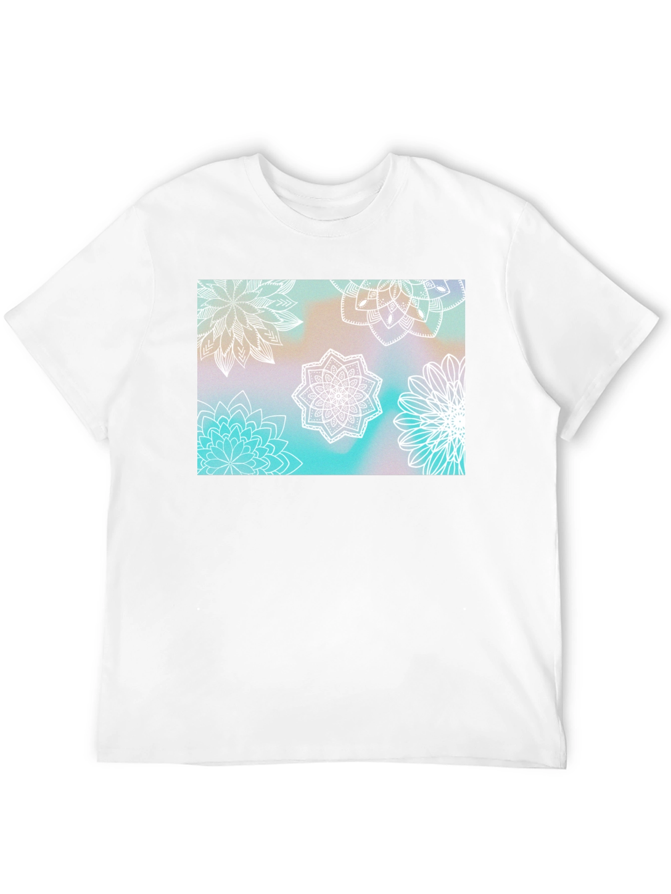 Black Floral Mandala Print Black T-Shirt view 12