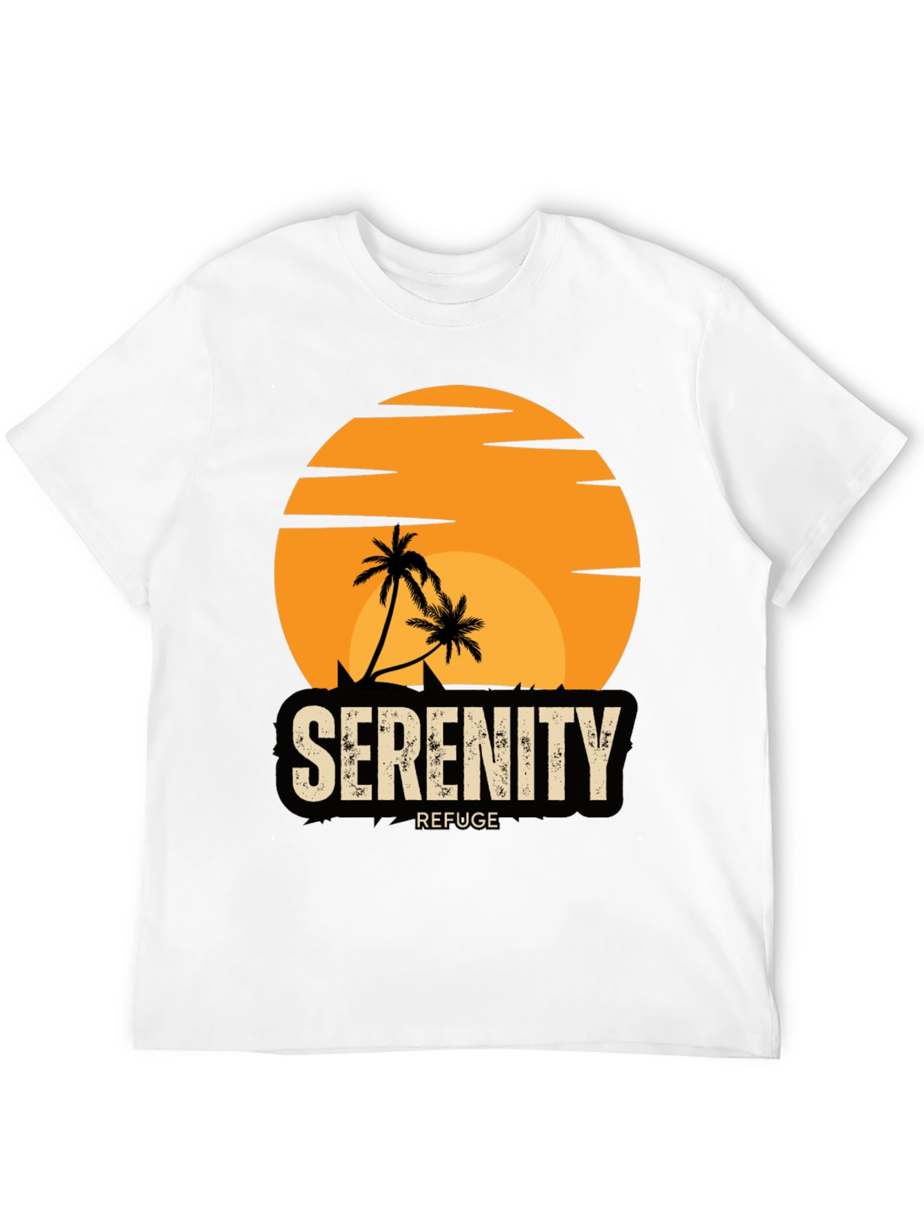Black Serenity Refuge T-Shirt - Tropical Palm Tree Sunset Tee view 12