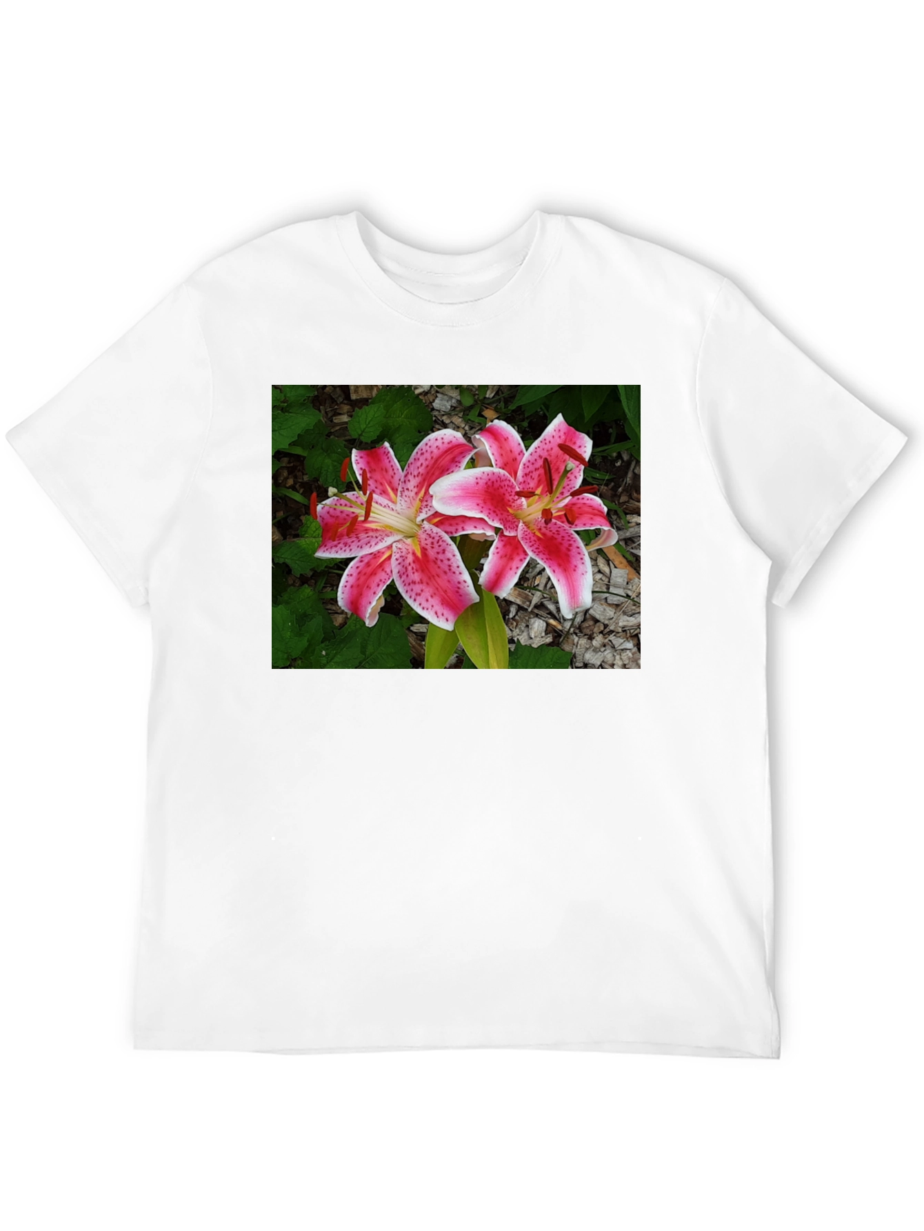 Black Floral Lily Print Black T-Shirt view 12