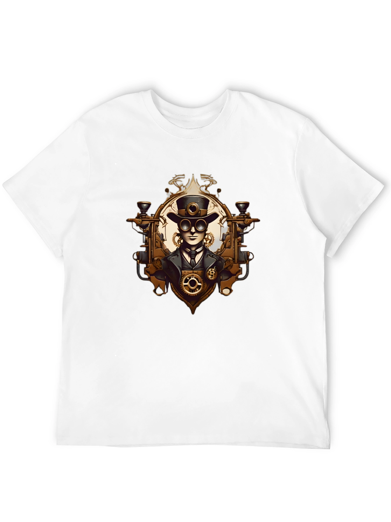 Black Steampunk Gentleman Graphic Tee - Gear Up Your Style! view 12