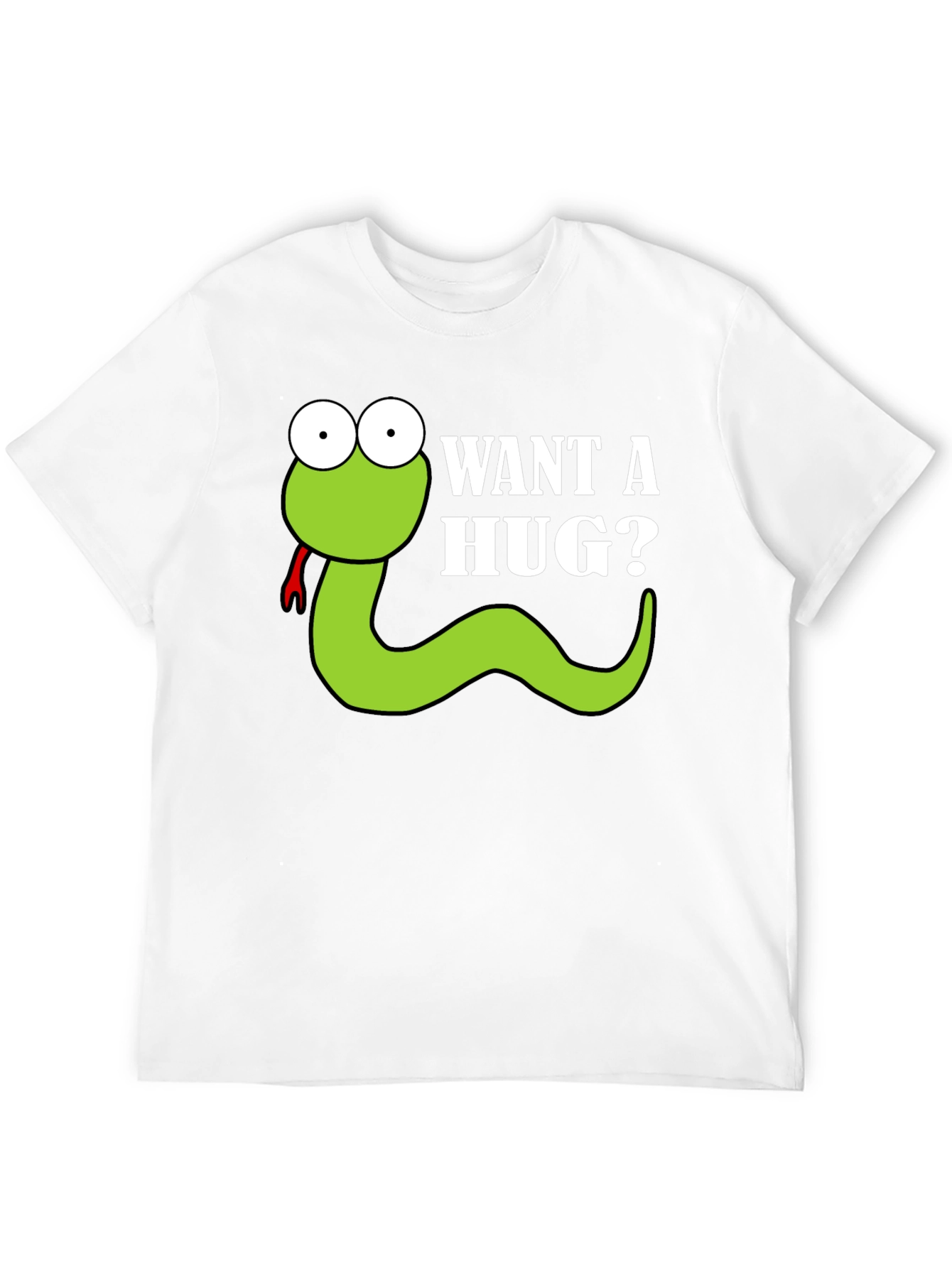 Black Want a Hug? Funny Snake Cartoon Graphic T-Shirt view 12