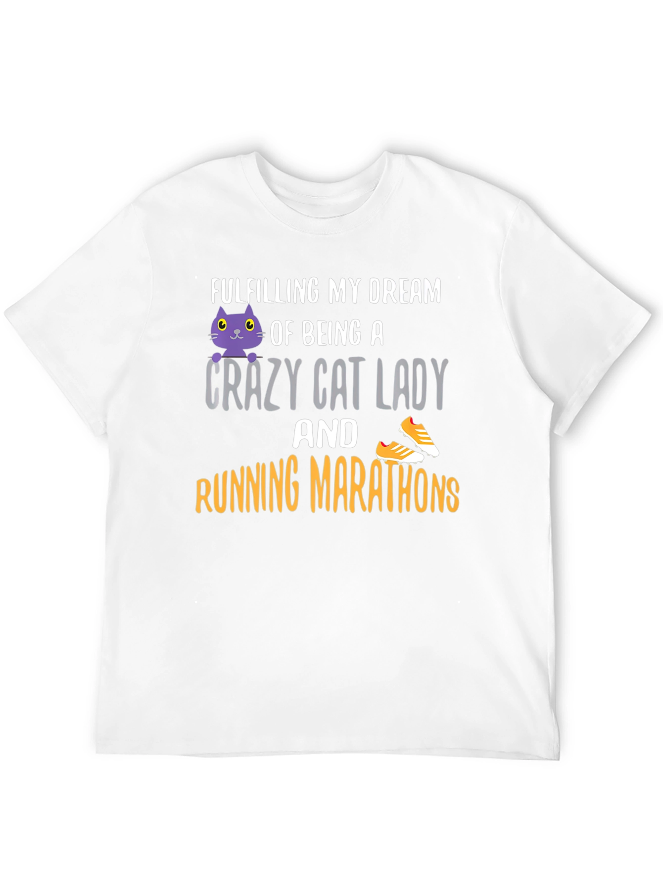 Black Crazy Cat Lady Running Marathon T-Shirt view 12