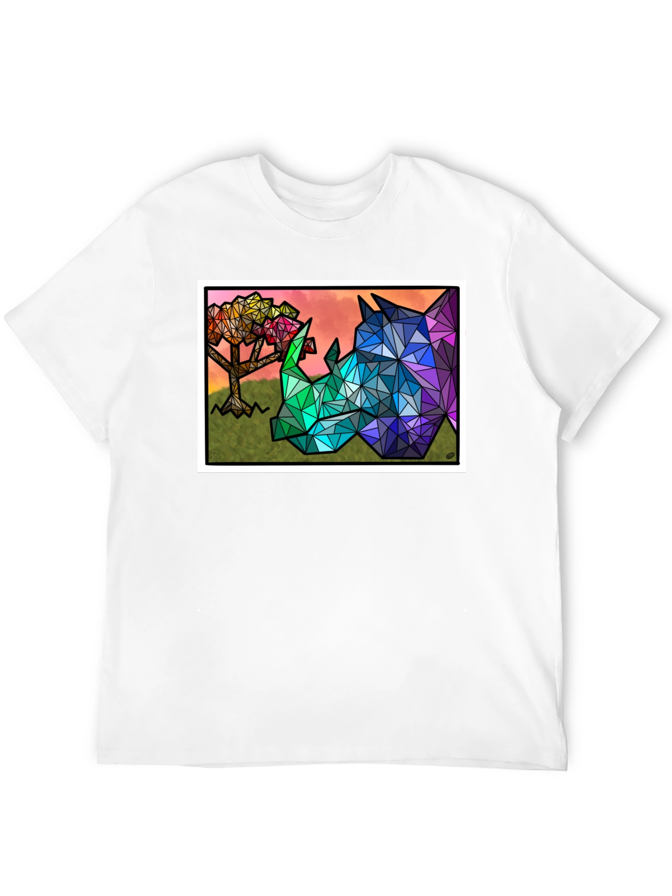 Black Geometric Rhino Graphic Tee - Black view 12