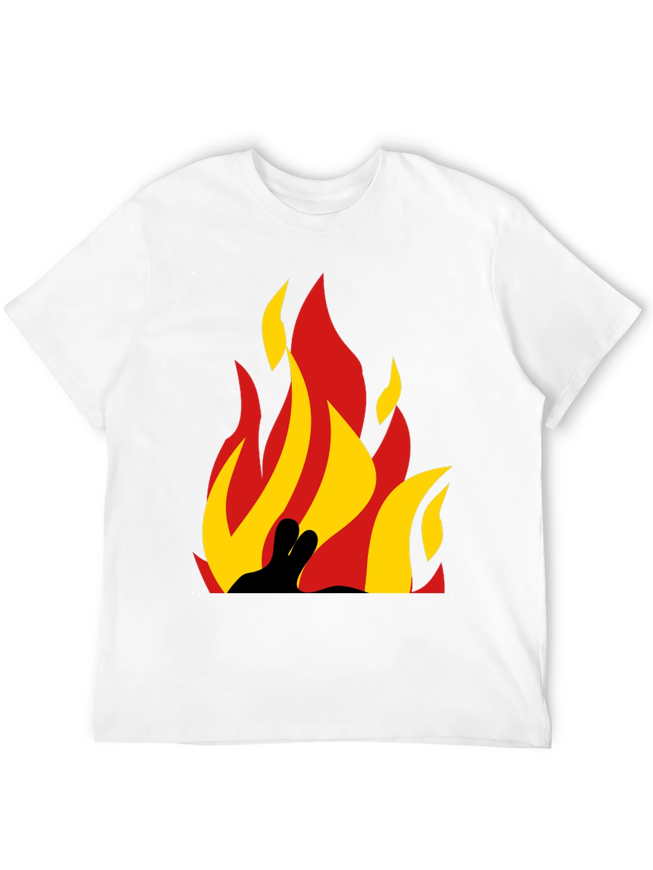 Black Flame Graphic Tee - Bold Black Cotton T-Shirt view 12