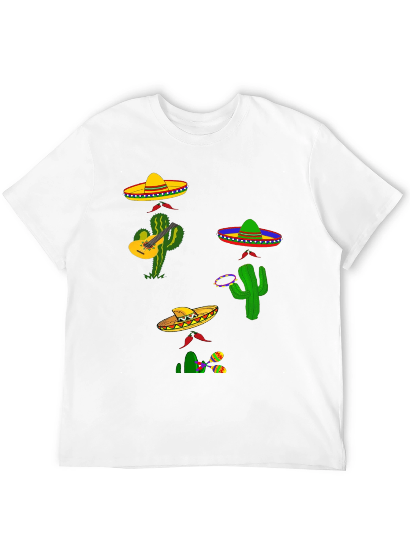 Black Festive Fiesta T-Shirt: Sombreros, Cacti, and Musical Fun view 12