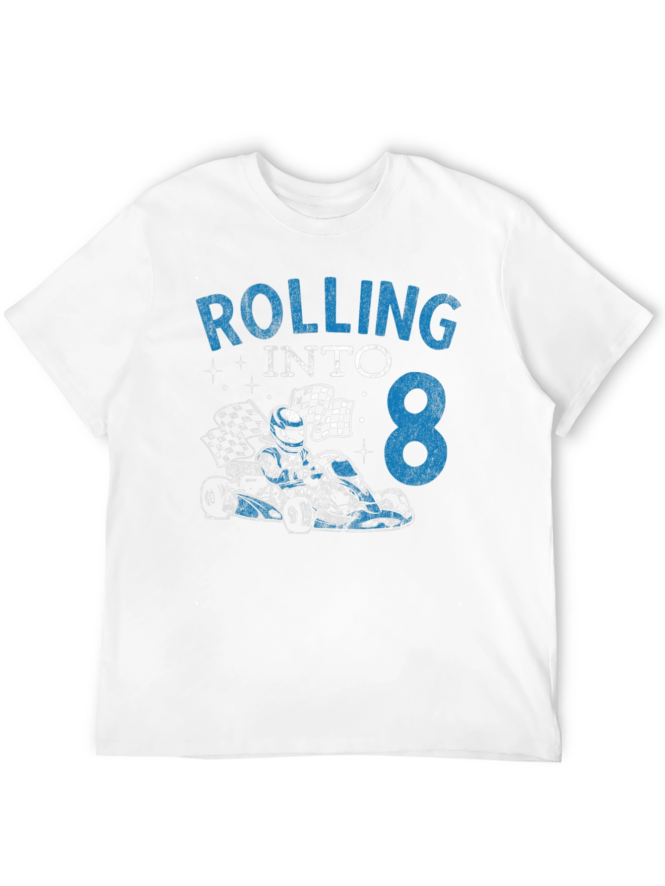 Black Rolling Into 8 Birthday Kart Racing T-Shirt view 12