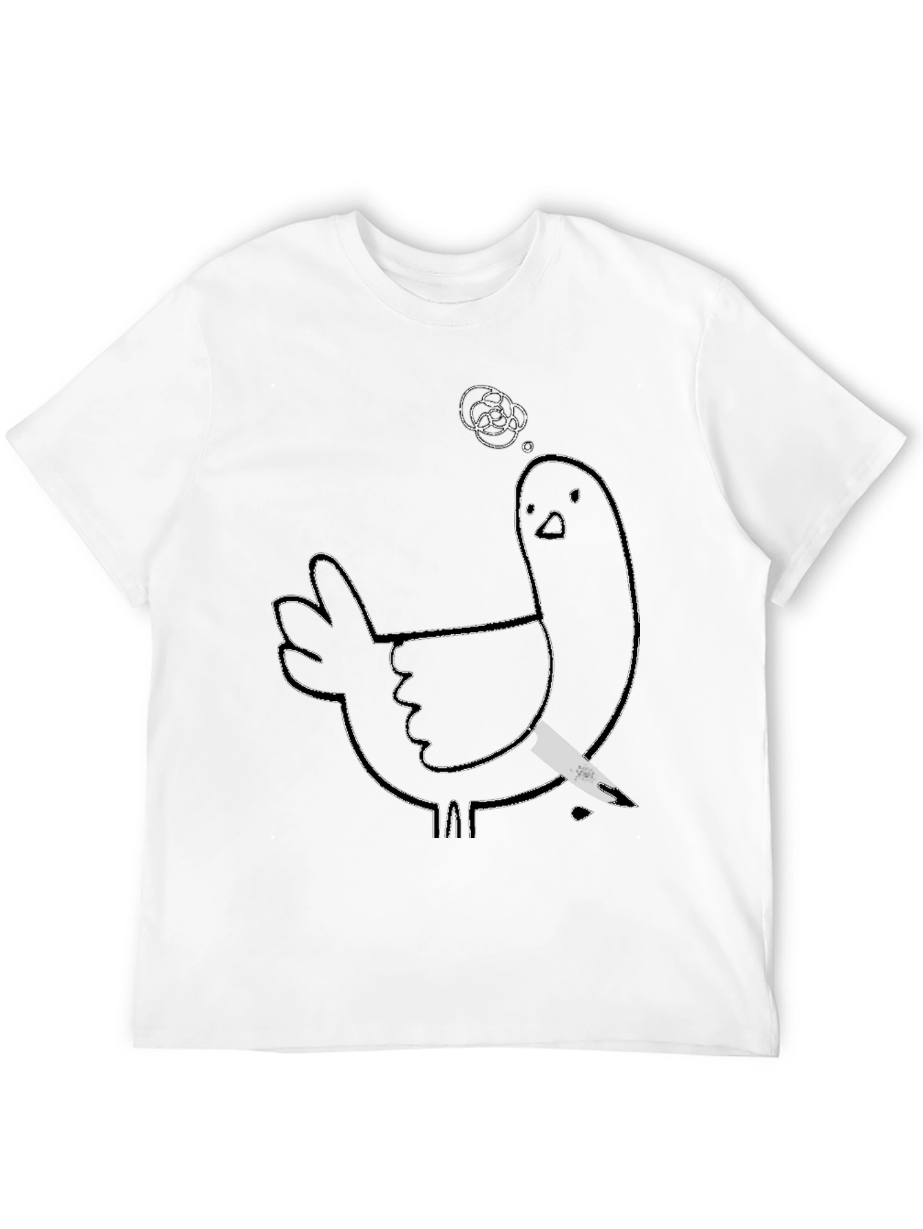 Black Humorous Chicken T-Shirt - Quirky Knife Design view 12