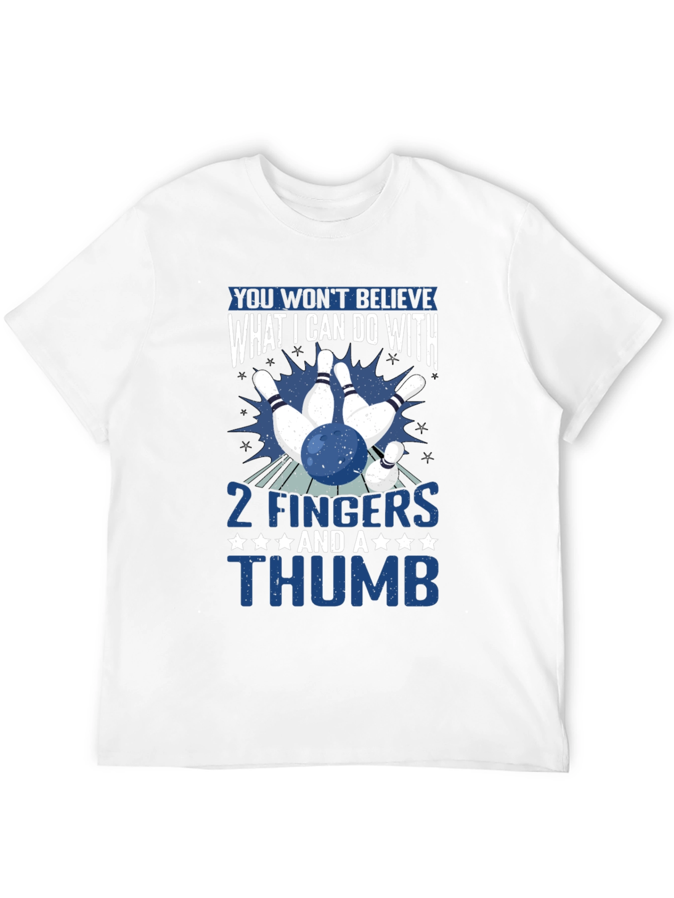 Black Funny Bowling T-Shirt: 2 Fingers and a Thumb Graphic Tee view 12