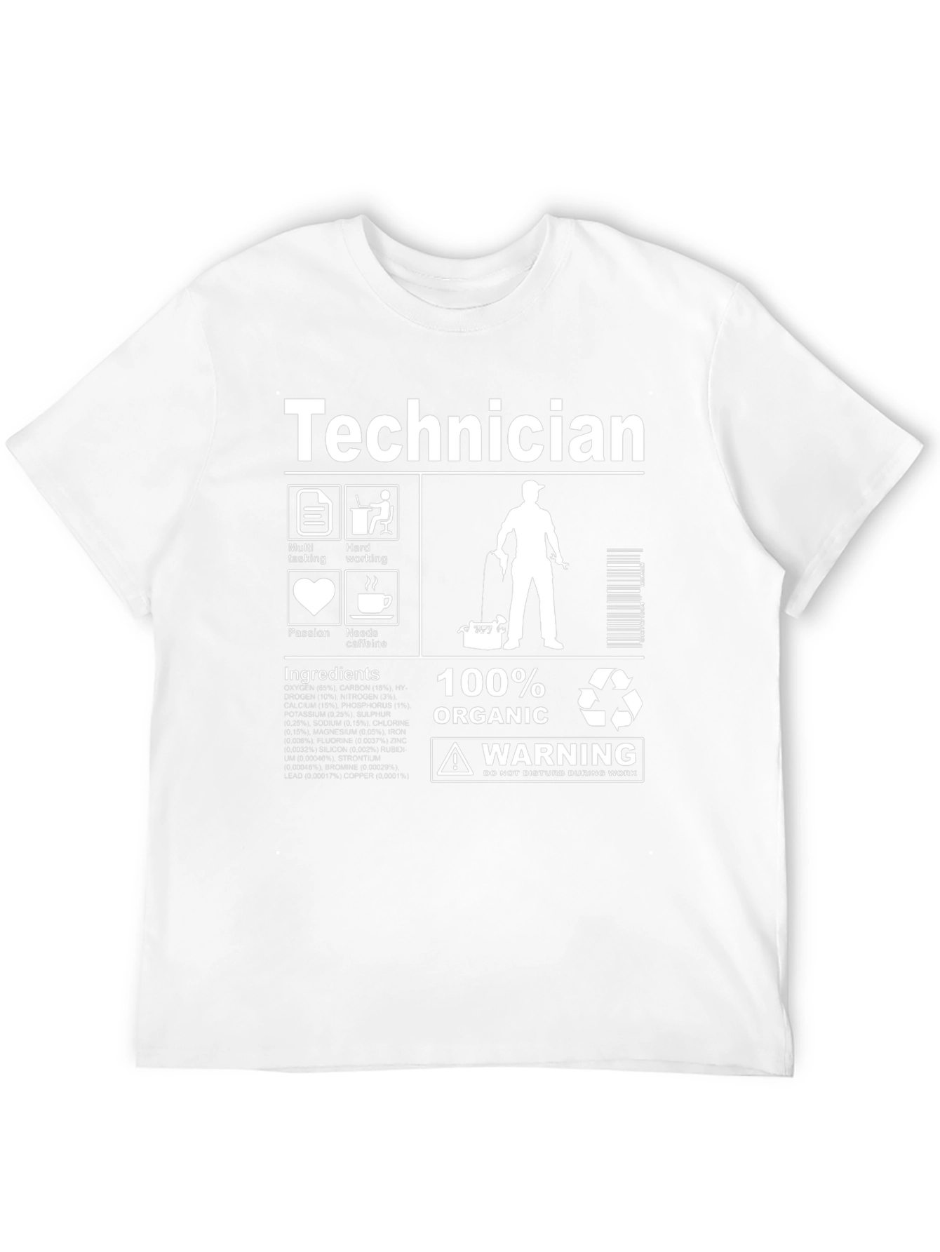 Black Technician 100% Organic Humor T-Shirt view 12