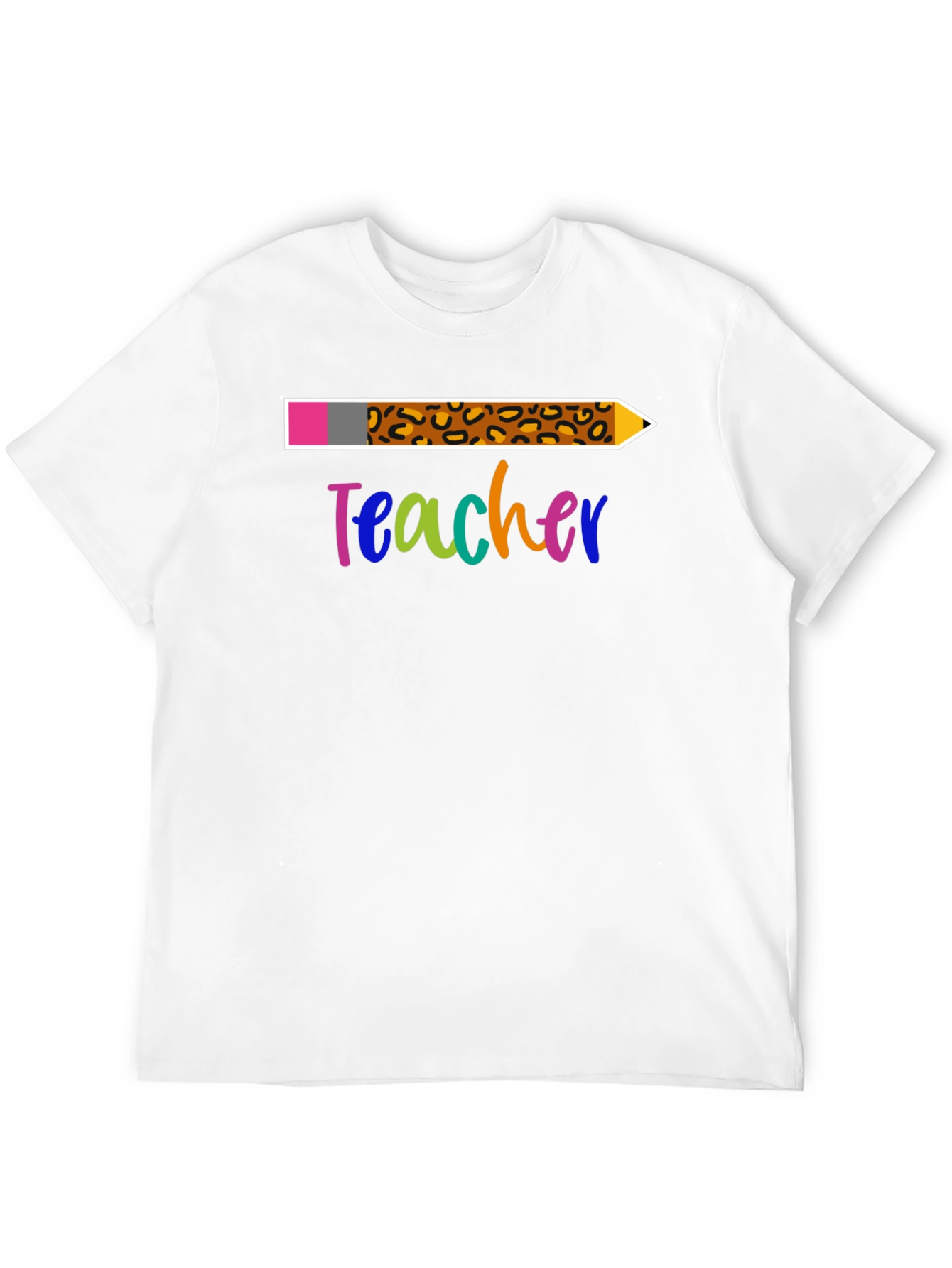 Black Teacher Leopard Print Pencil T-Shirt view 12