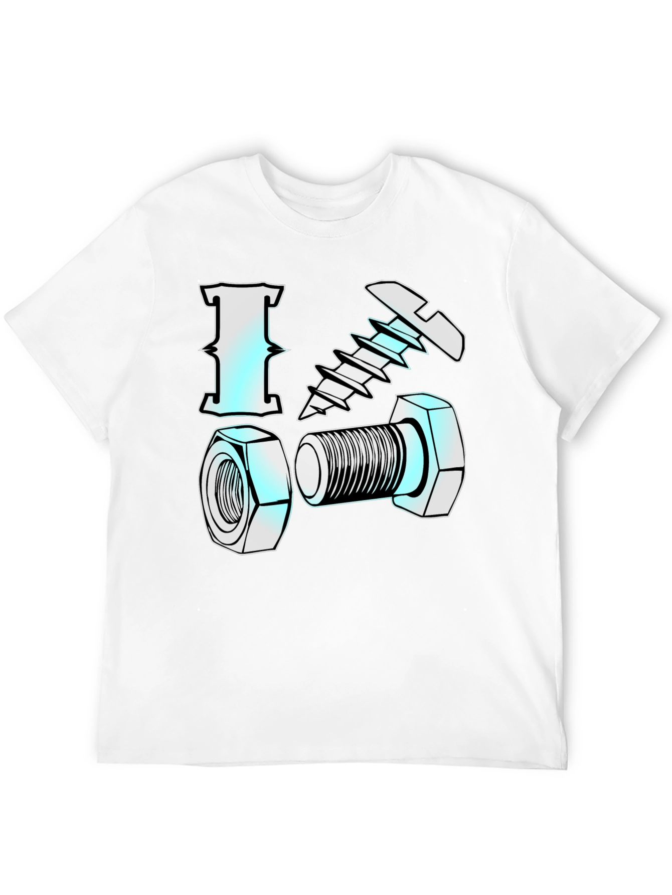 Black I Love Nuts & Bolts Funny Graphic T-Shirt view 12