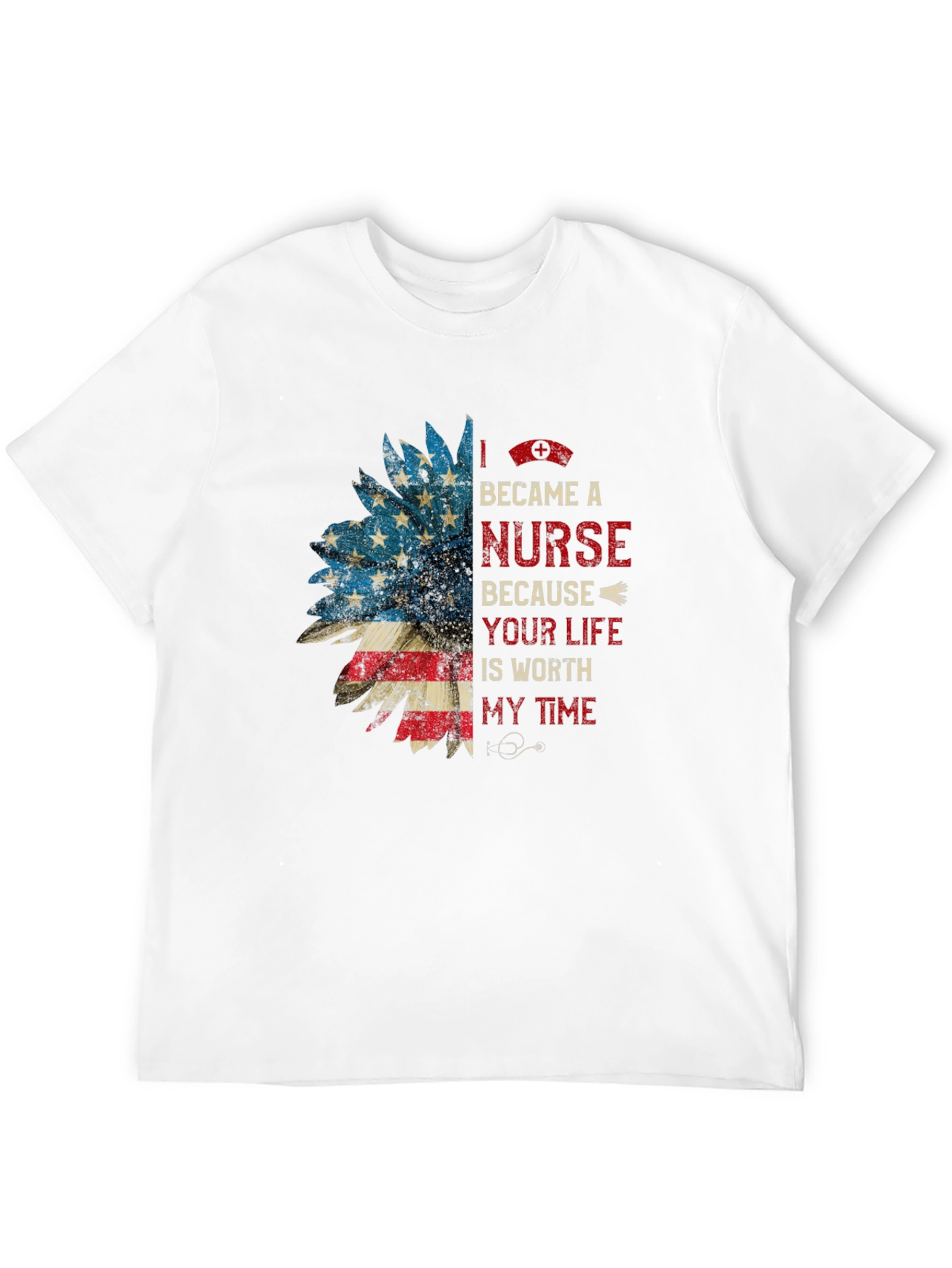 Black Nurse Sunflower T-Shirt Patriotic view 12