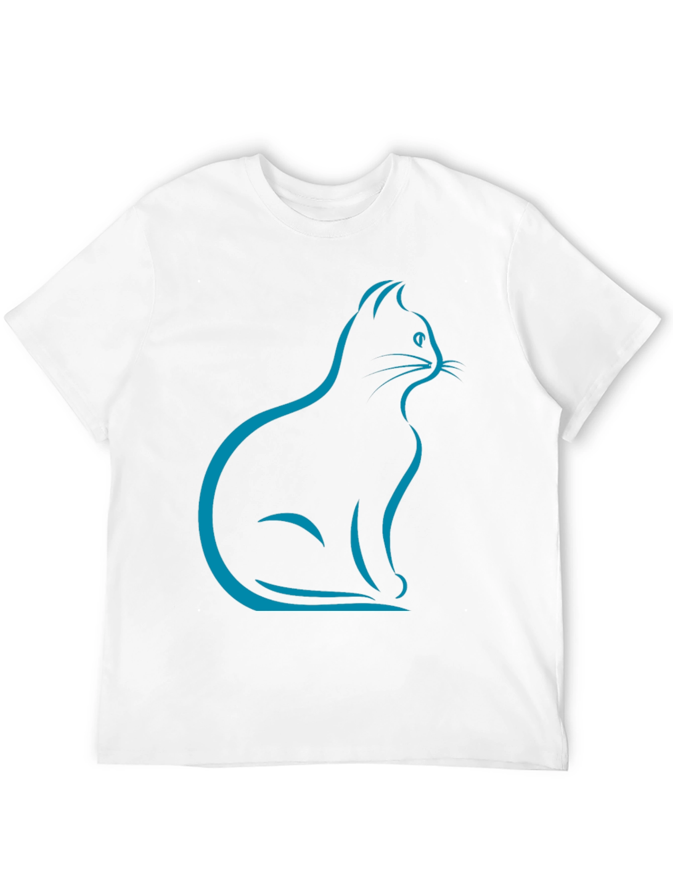 Black Stylish Cat Silhouette T-Shirt - Black view 12