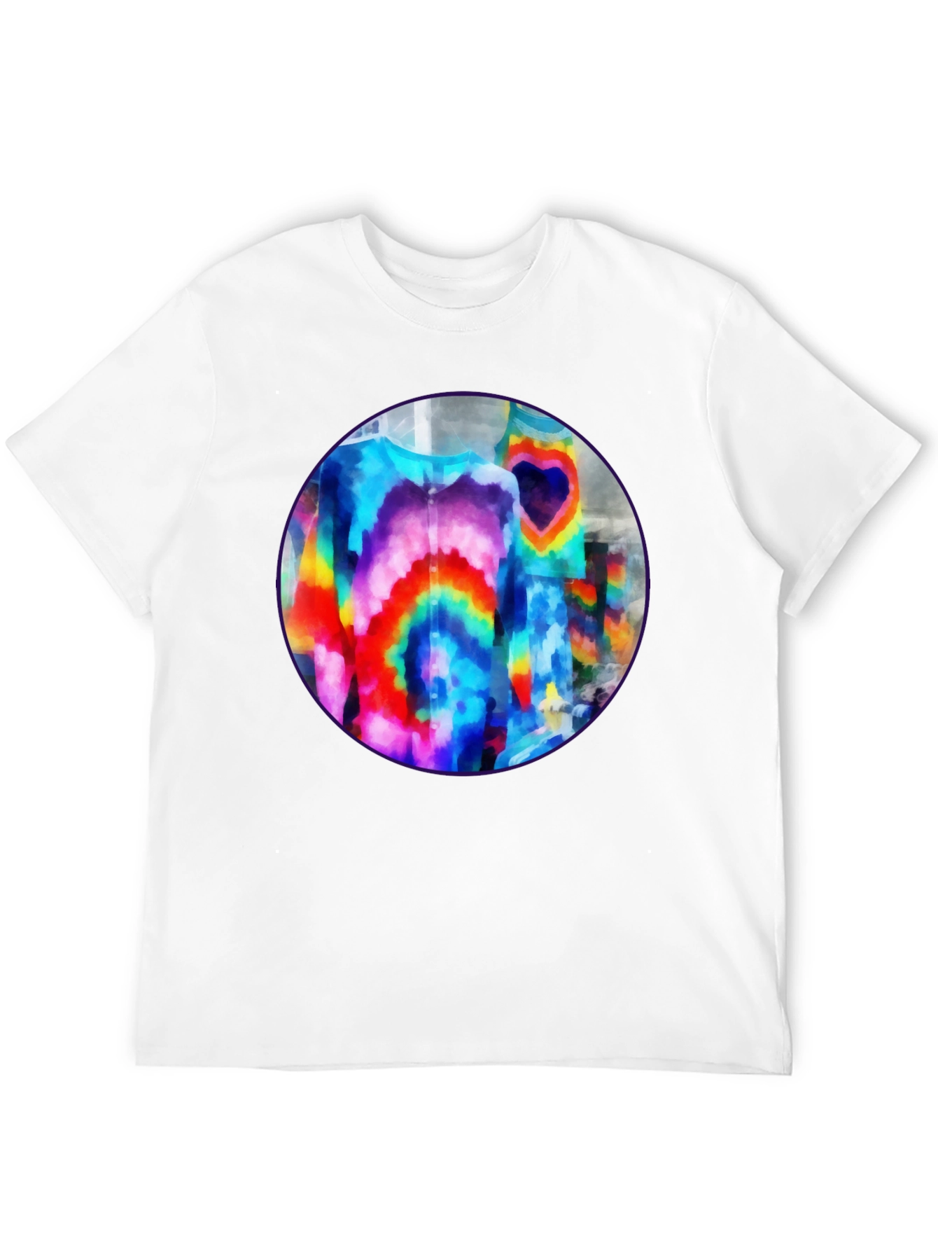Black Vibrant Tie-Dye Graphic Tee - Bold Black Cotton T-Shirt view 12
