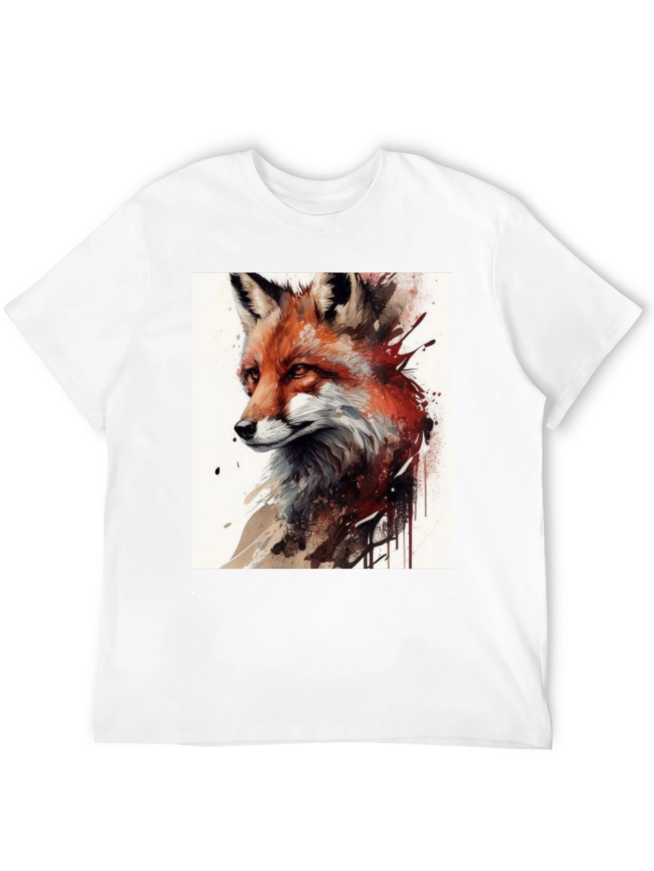 Black Fox Art Graphic Tee - Unisex Black T-Shirt view 12