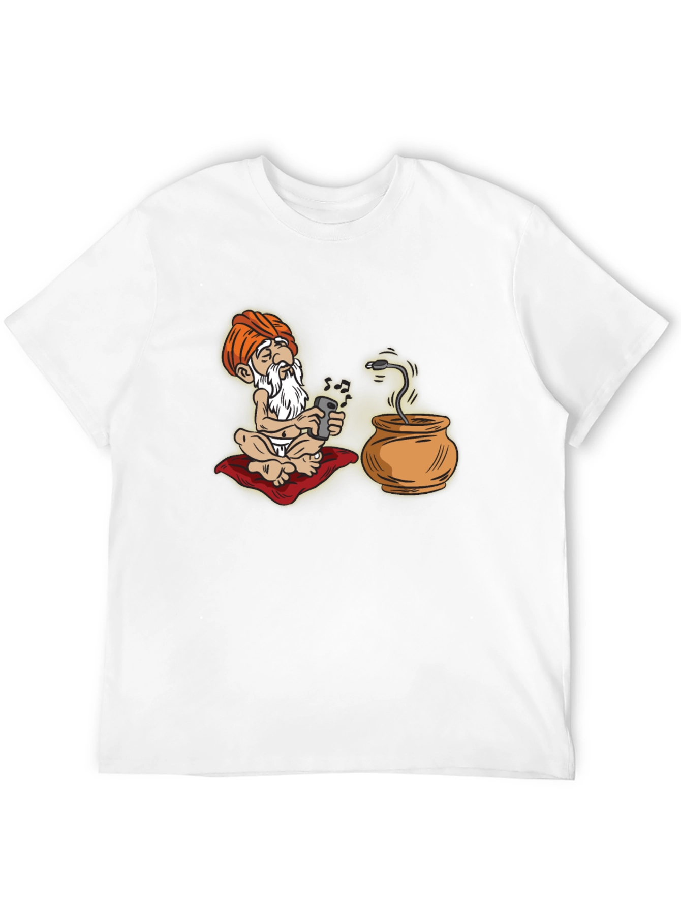 Black Cartoon Guru Tech T-Shirt - Funny Graphic Tee view 12