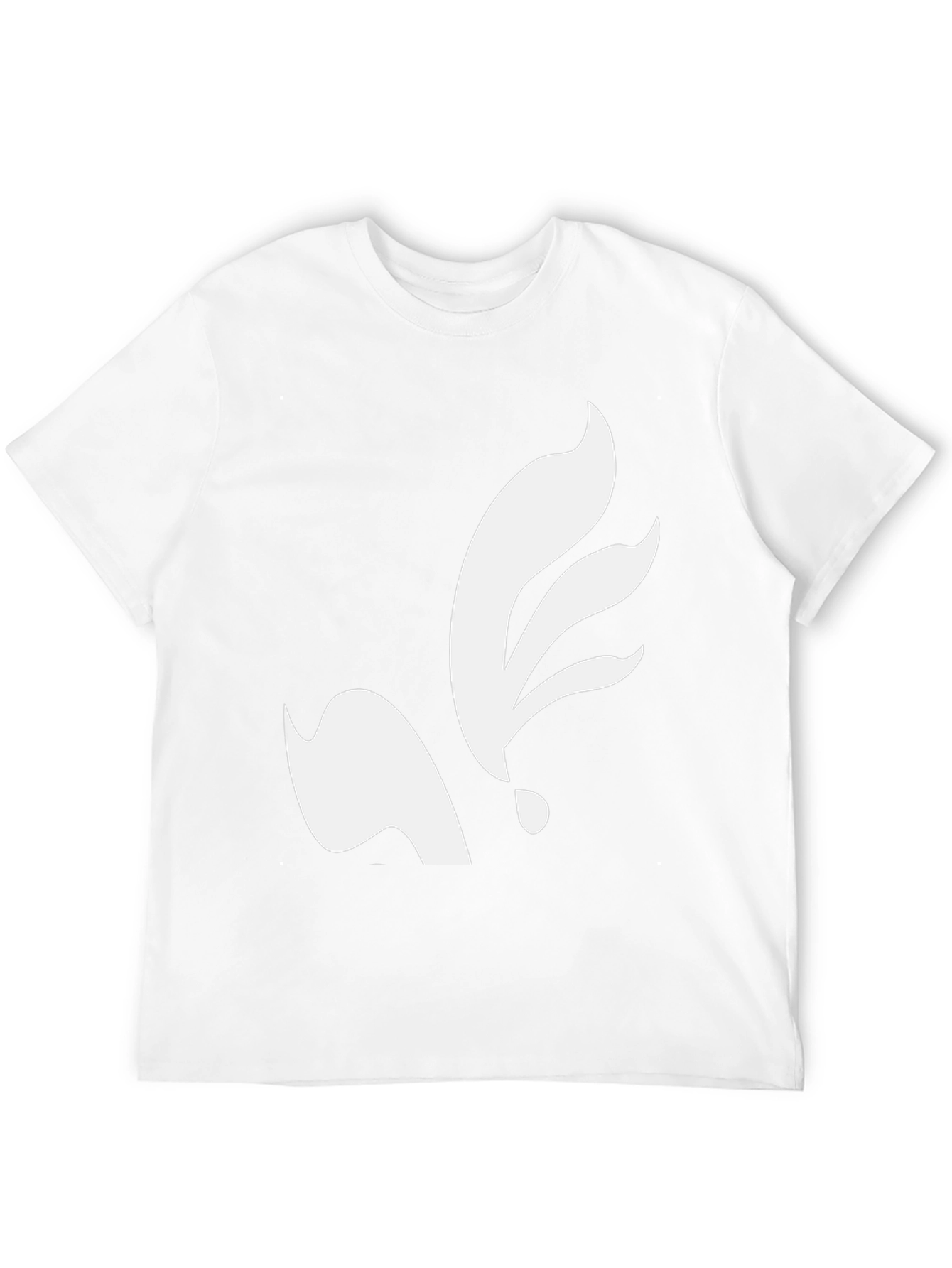 Black Black T-Shirt with Abstract White Leaf Design view 12