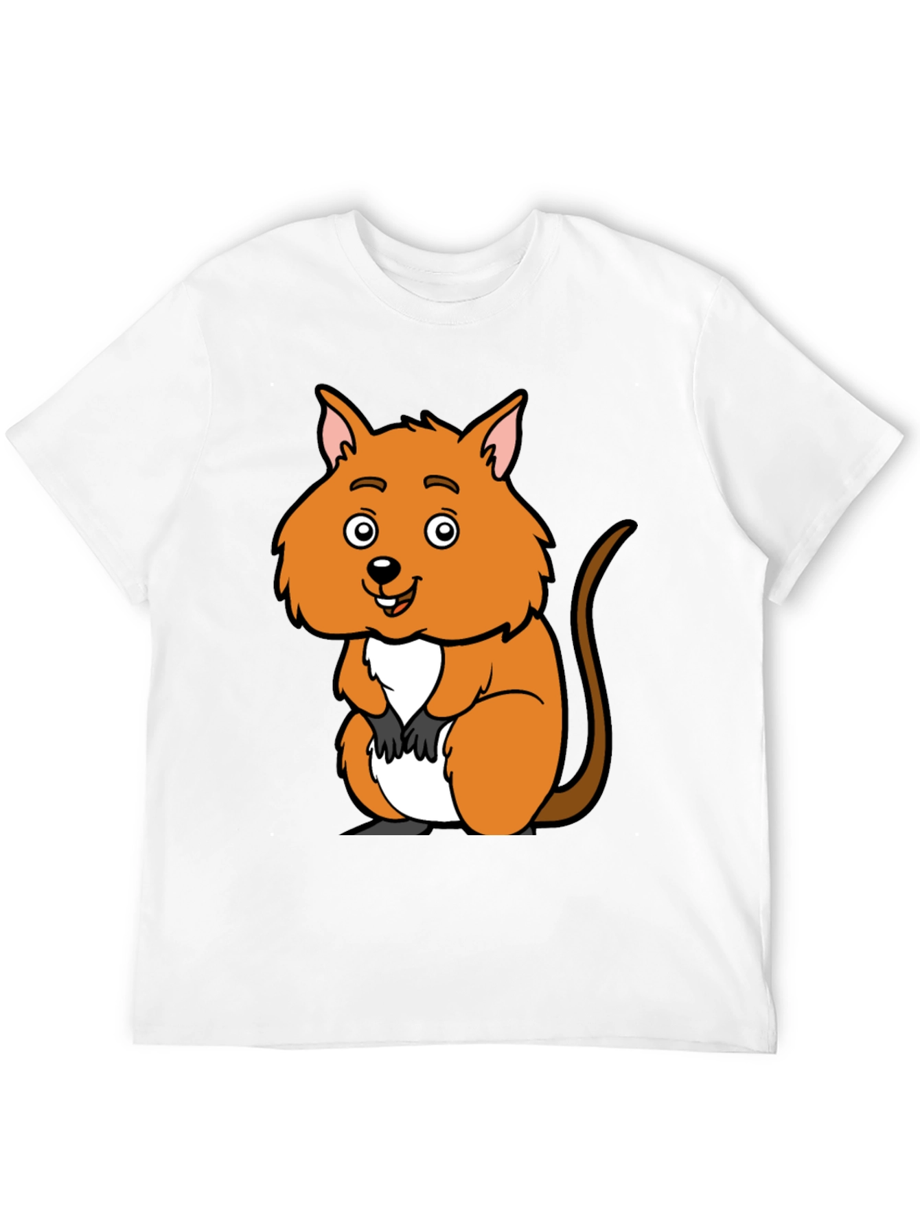 Black Cute Quokka Cartoon Black T-Shirt view 12