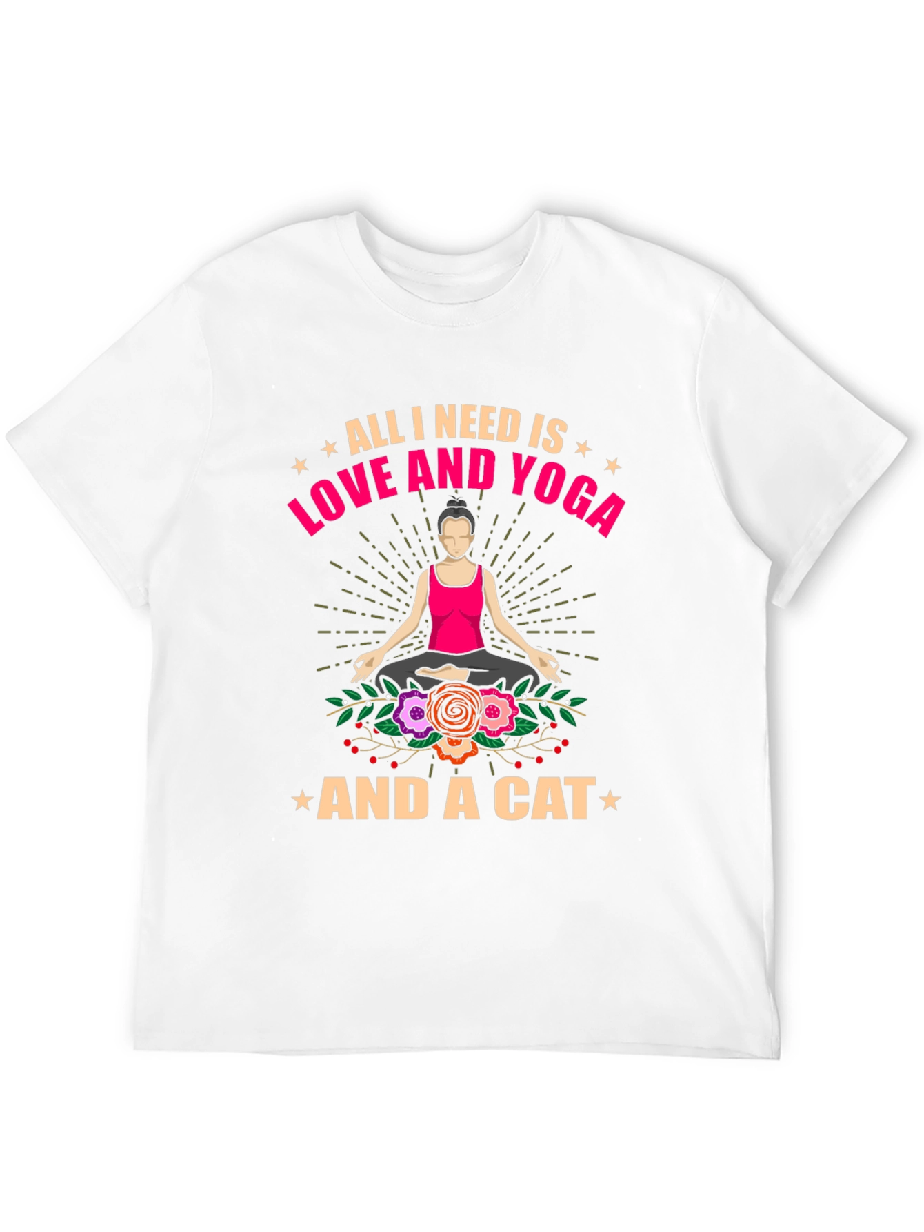 Black Love, Yoga, and Cats T-Shirt - Relaxed Fit view 12
