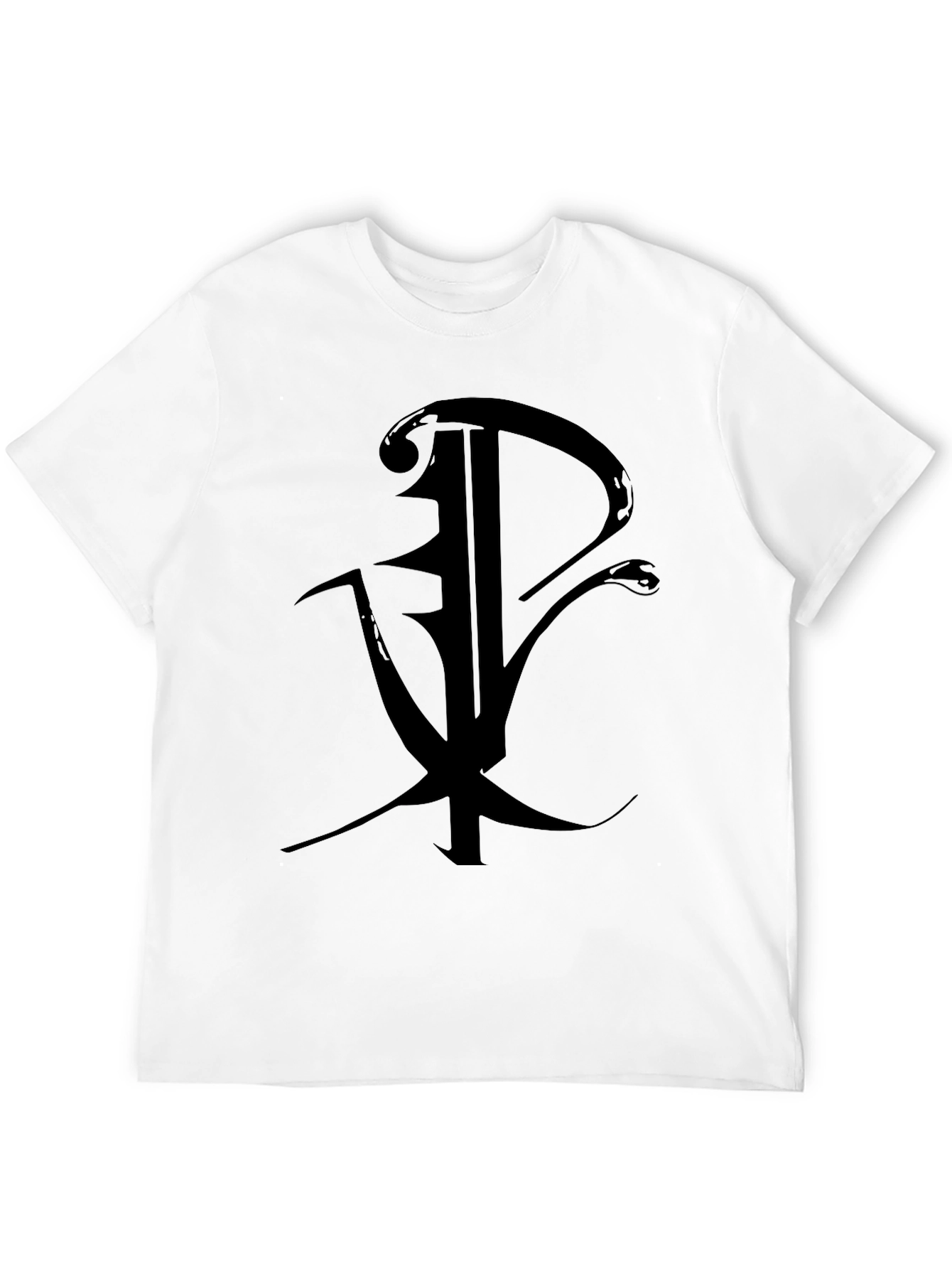 Black Black Graphic Tee with Abstract Symbol view 12