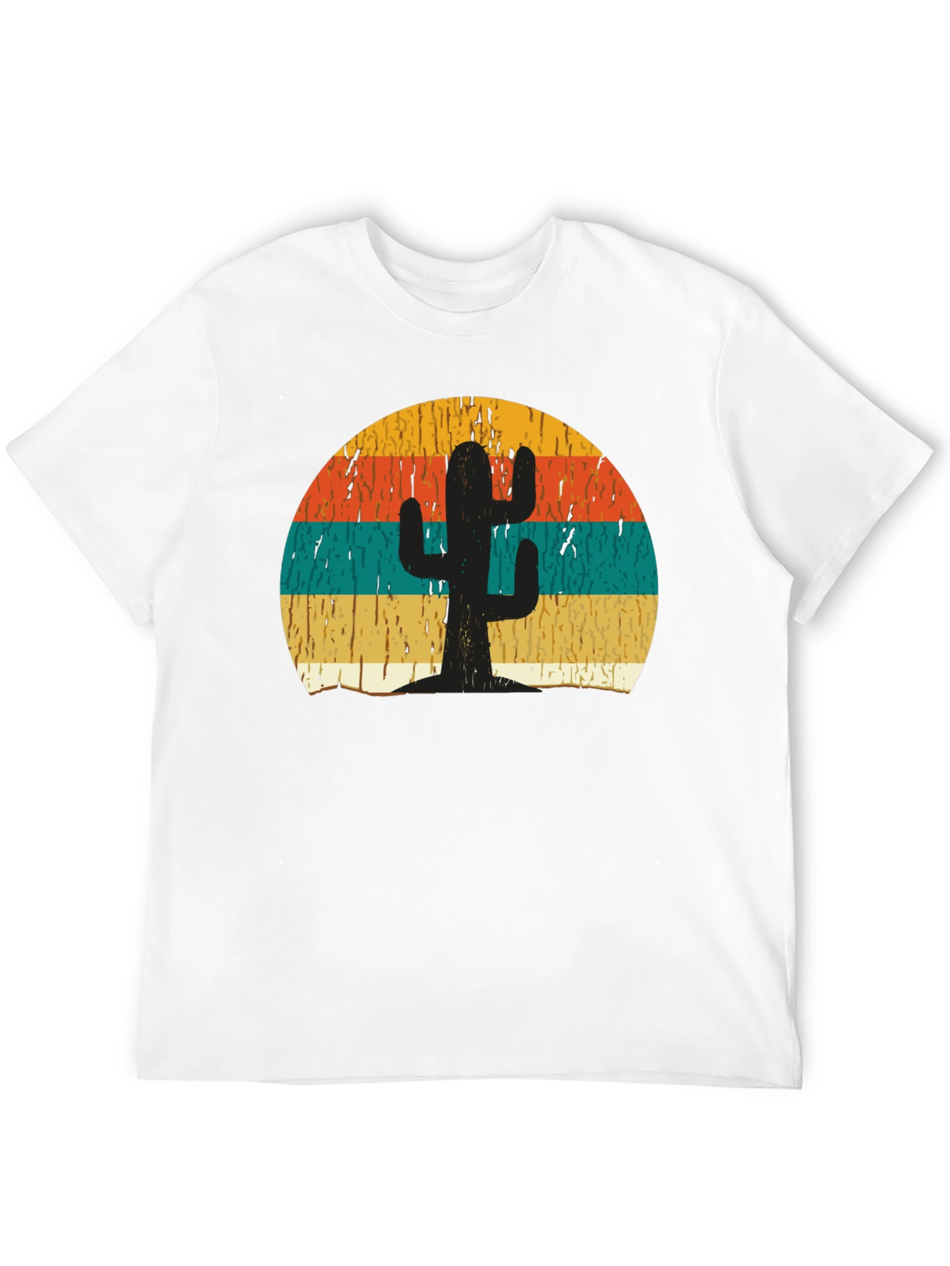 Black Retro Cactus Sunset Graphic T-Shirt view 12