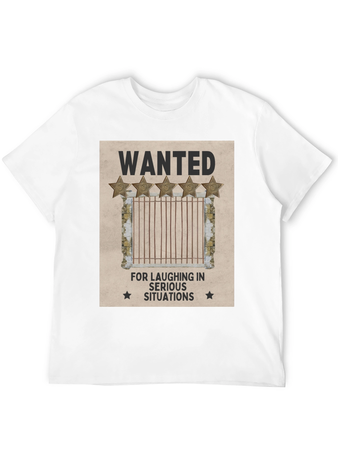Black Wanted: Laughing in Serious Situations Graphic T-Shirt view 12